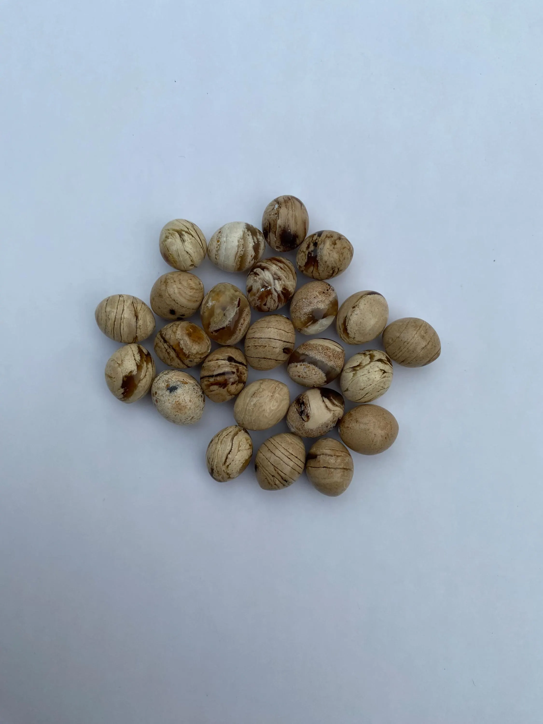 Sumatra White Zebra Amber Beads, Olive Shape Prayer Beads (12-14mm) - image 3