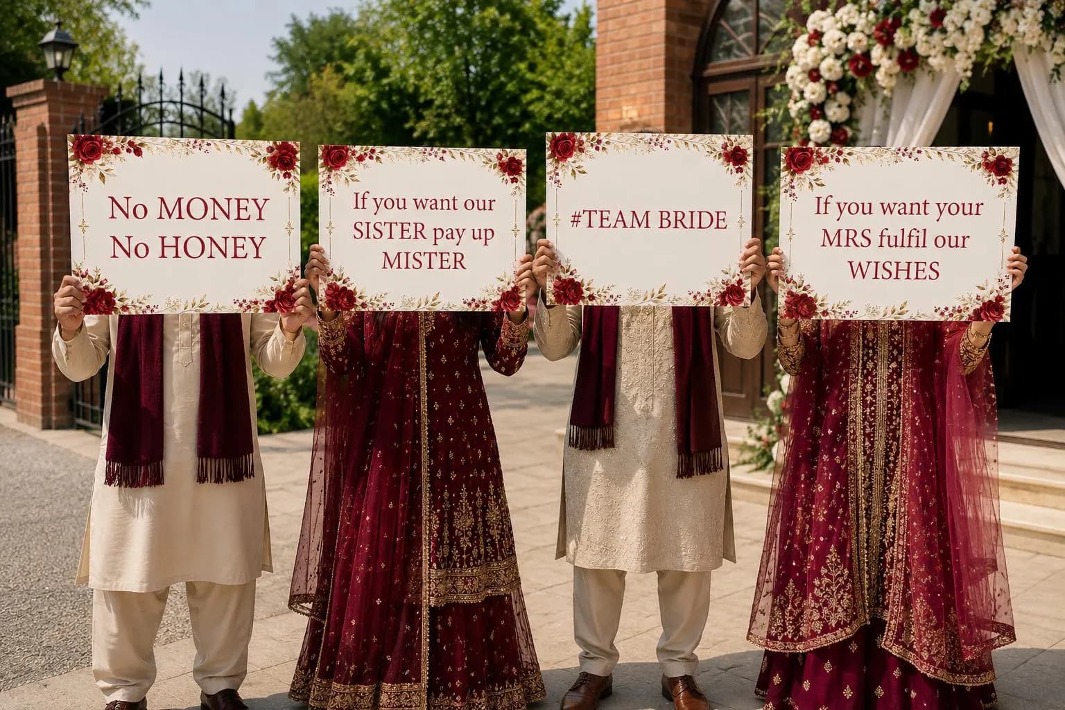 Funny Groom Entrance Signs – No Money No Honey | 4 Piece Wedding Gate Sign Set | A3 Aize - image 3