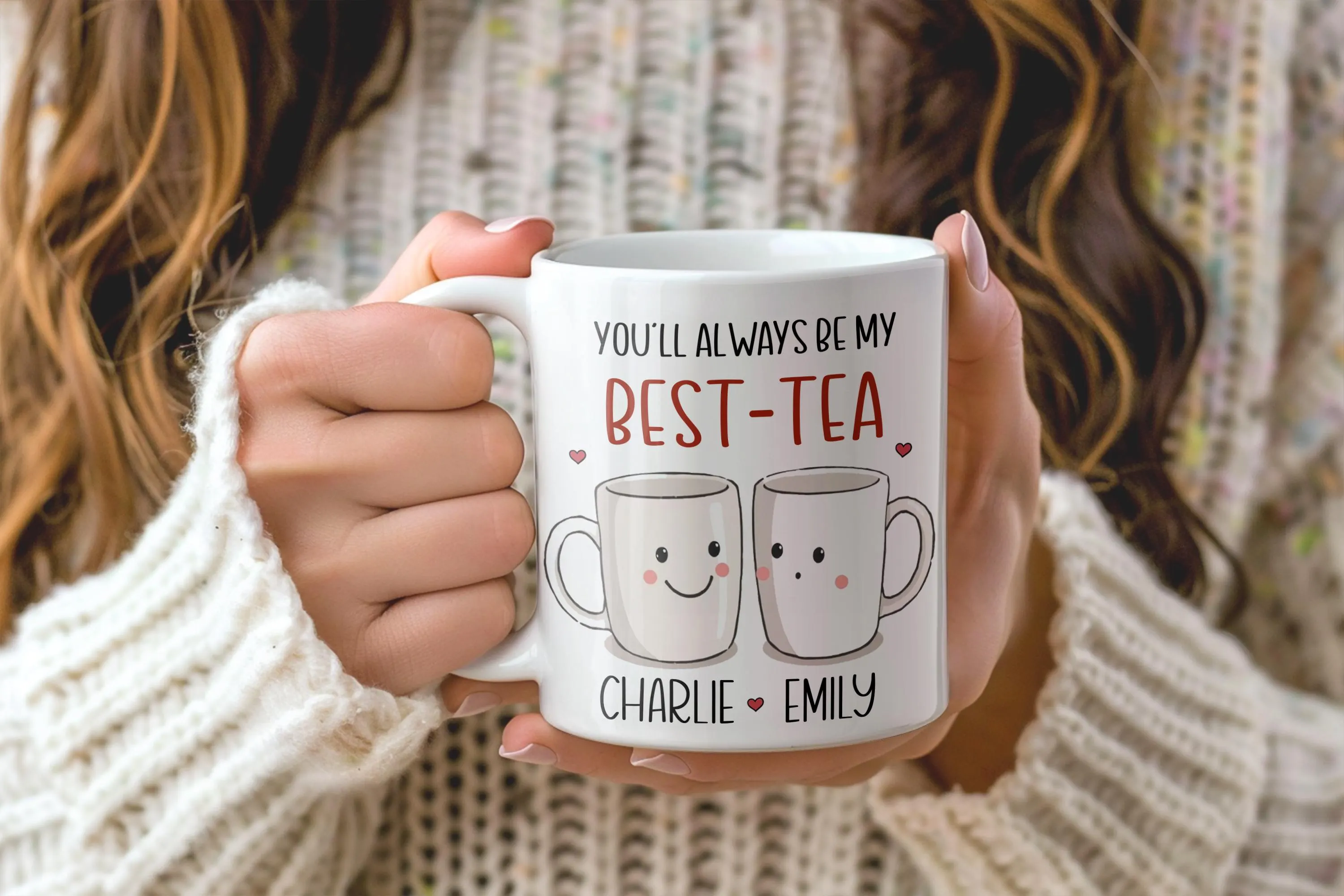 Personalised Best-Tea Mug • Custom Best-Tea • Cute Tea Mug Gift with Names • Friendship Coffee Cup • Hubby & Wifey Mug - image 3