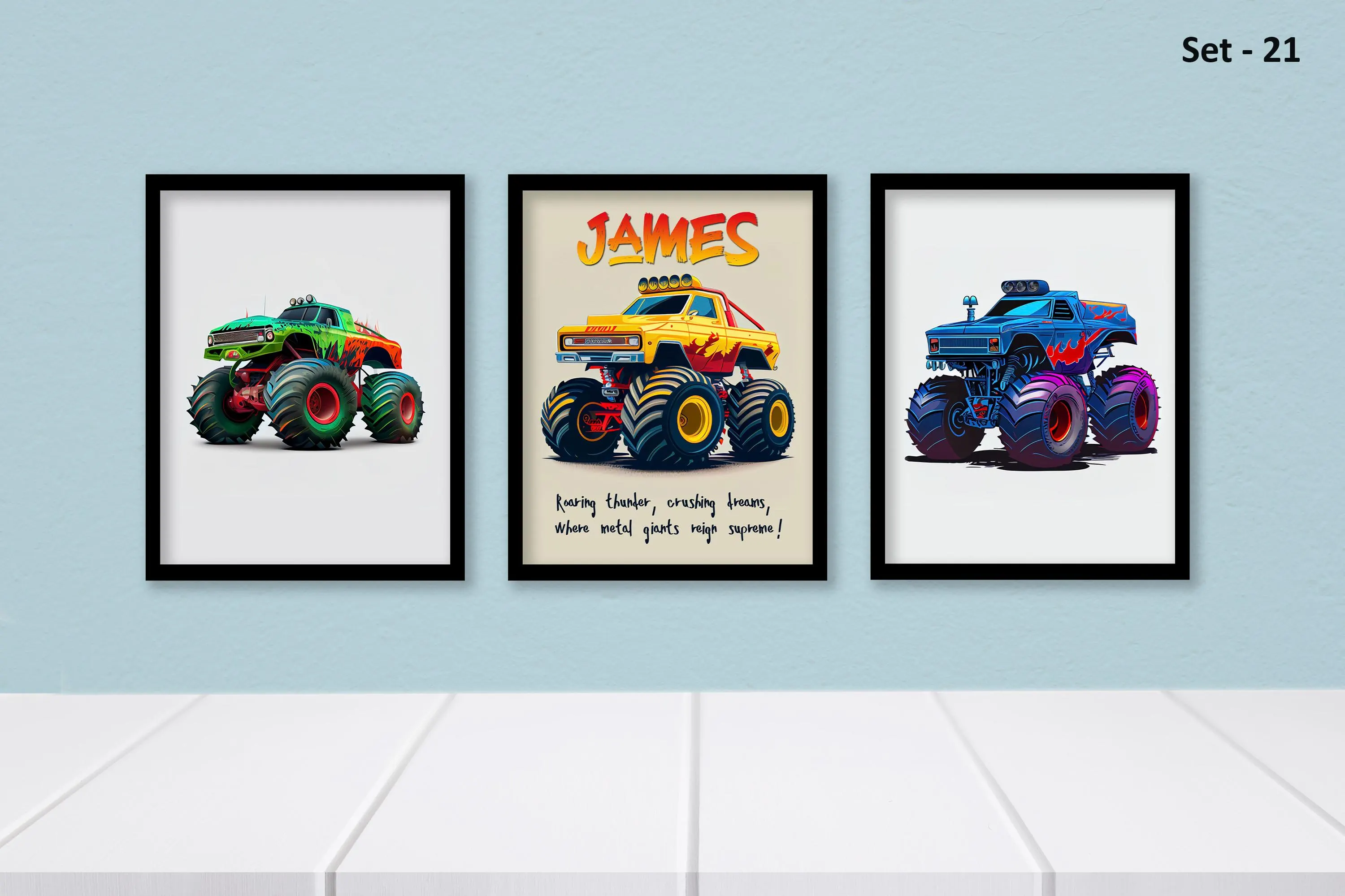 Custom Race Car Name Art Watercolor Splash Car Prints (Set of 3) Toy Car Wall Decor for Boys’ Room Personalized Name Wall Art SuperCars