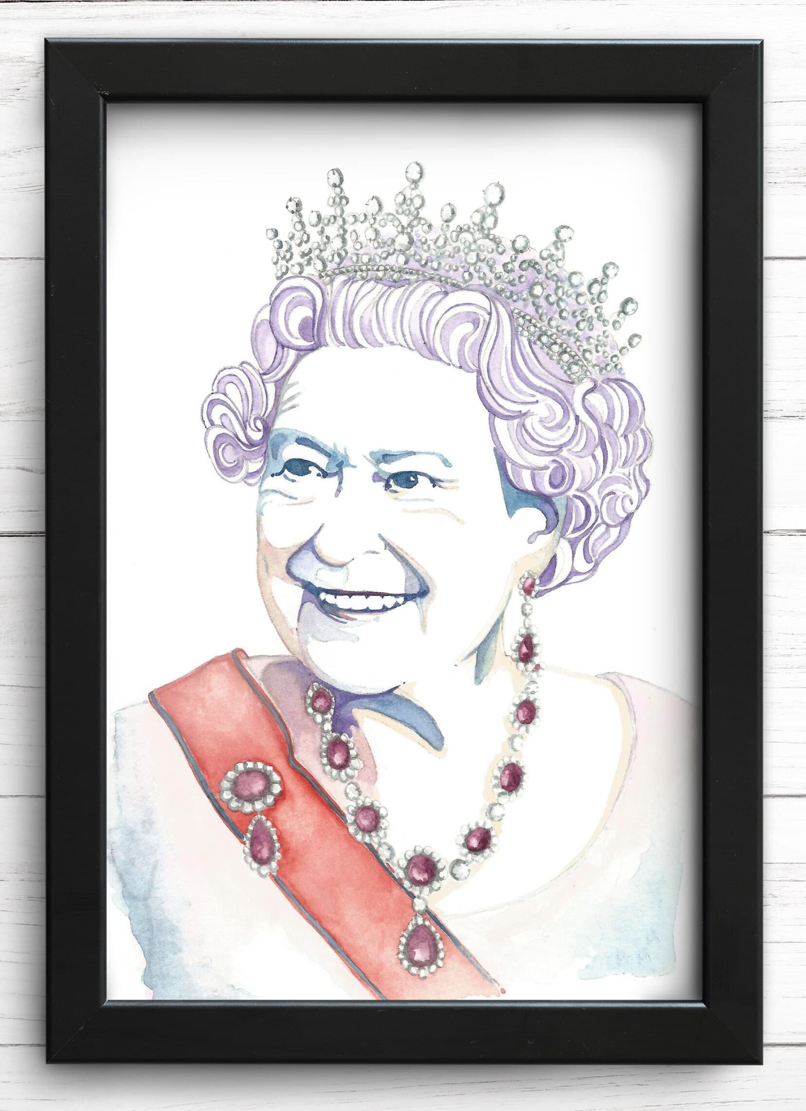 Queen Elizabeth II Memorial Portrait Print / Watercolor Portrait, Royal Family Queen Poster, Tribute Print, In Loving Memory of our Queen - image 4
