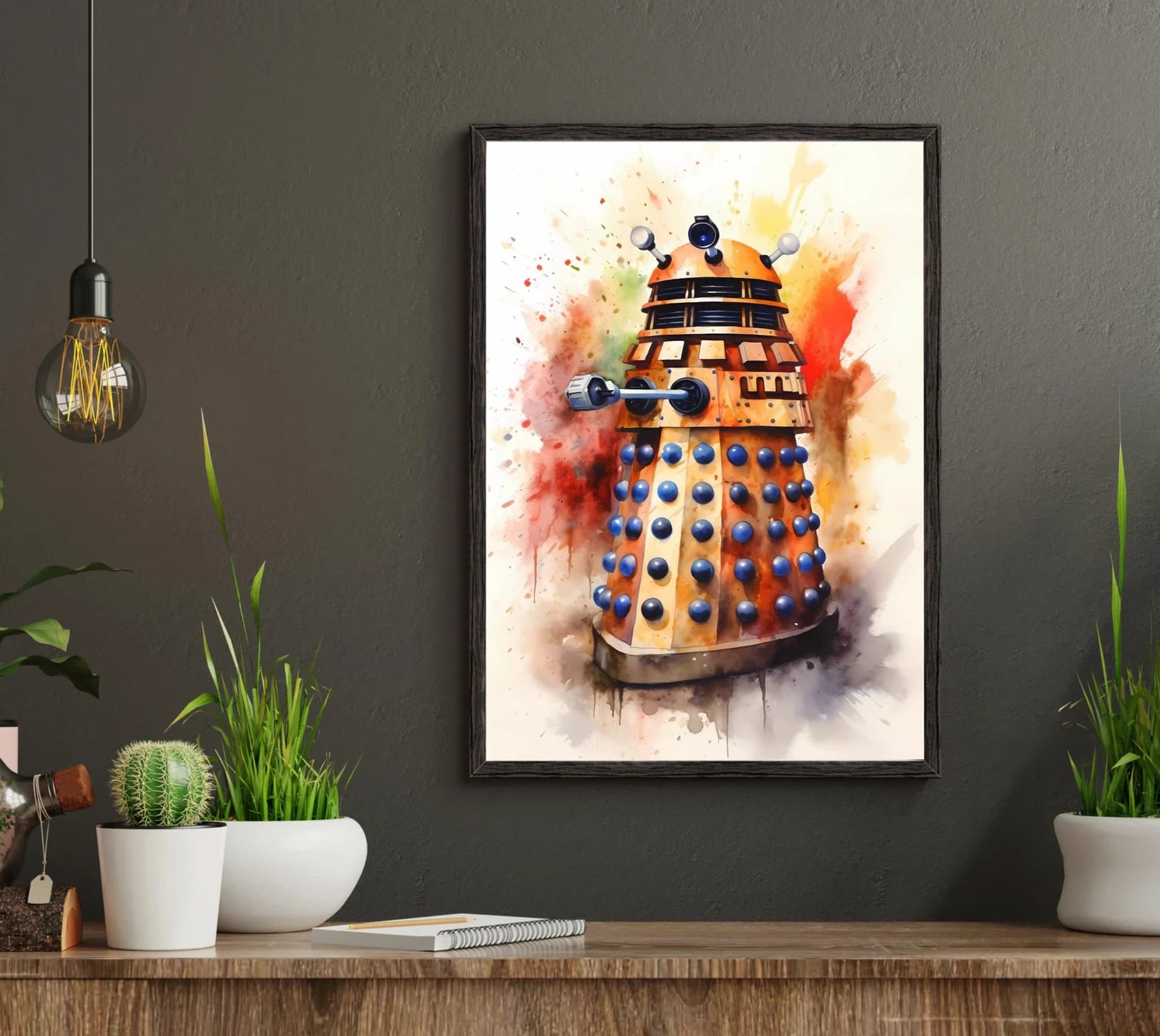 Vivid Watercolor Doctor Who Dalek / Tardis Fine Art Print | Sci-Fi Wall Decor | Whovian Gift Idea |great gift for New Dr Who Ncuti Gatwa fan - image 3