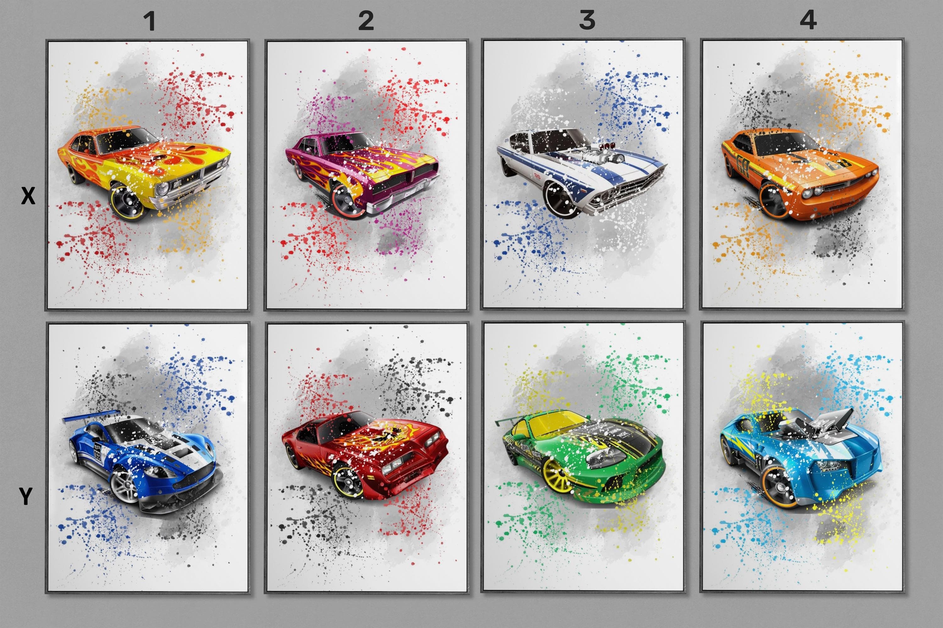 Personalised Toy Car & Monster Truck Wall Art Splash-Style Racing Cars Prints for Kids Room Custom Name Art Save More When You Buy a Set! - image 3