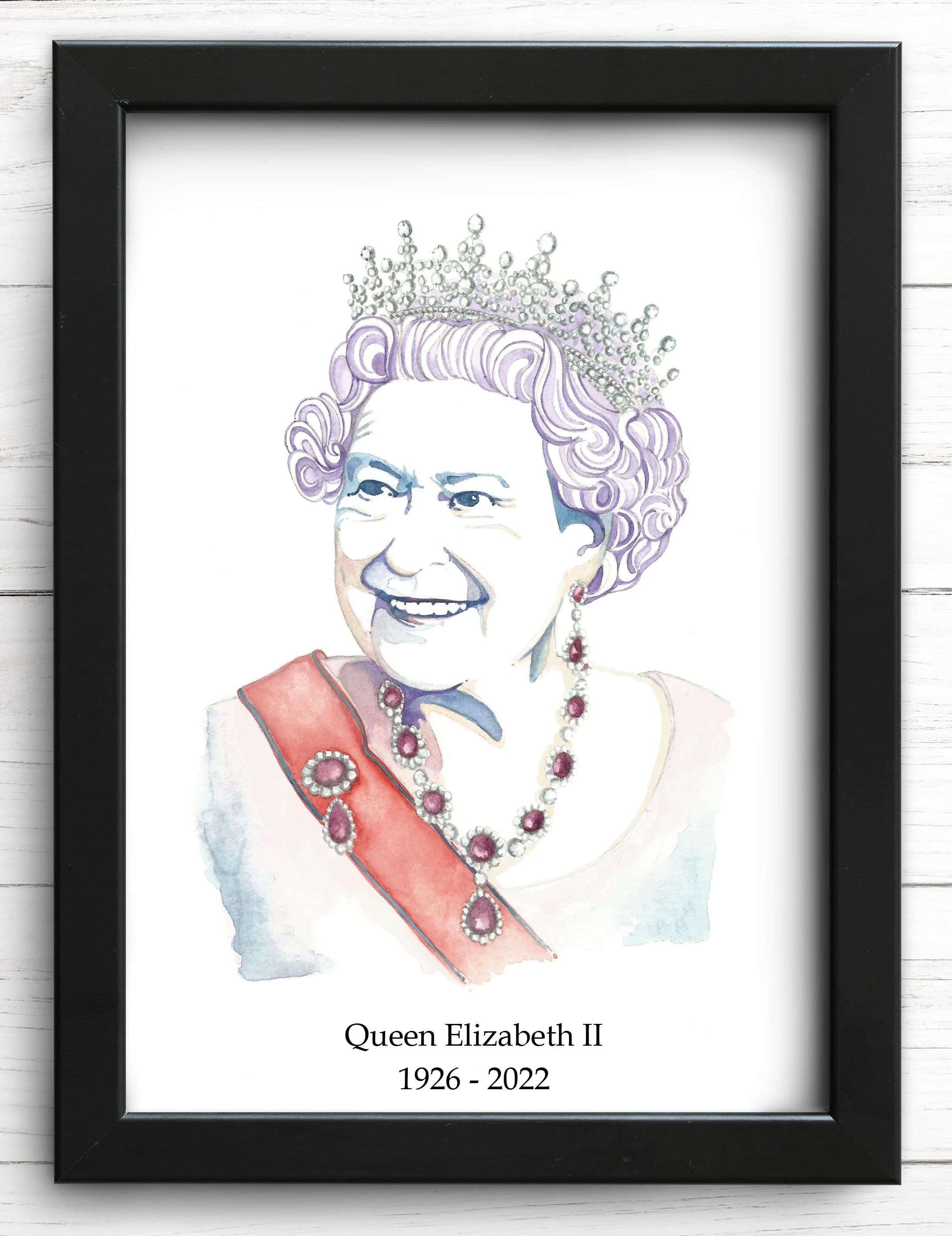 Queen Elizabeth II Memorial Portrait Print / Watercolor Portrait, Royal Family Queen Poster, Tribute Print, In Loving Memory of our Queen - image 3