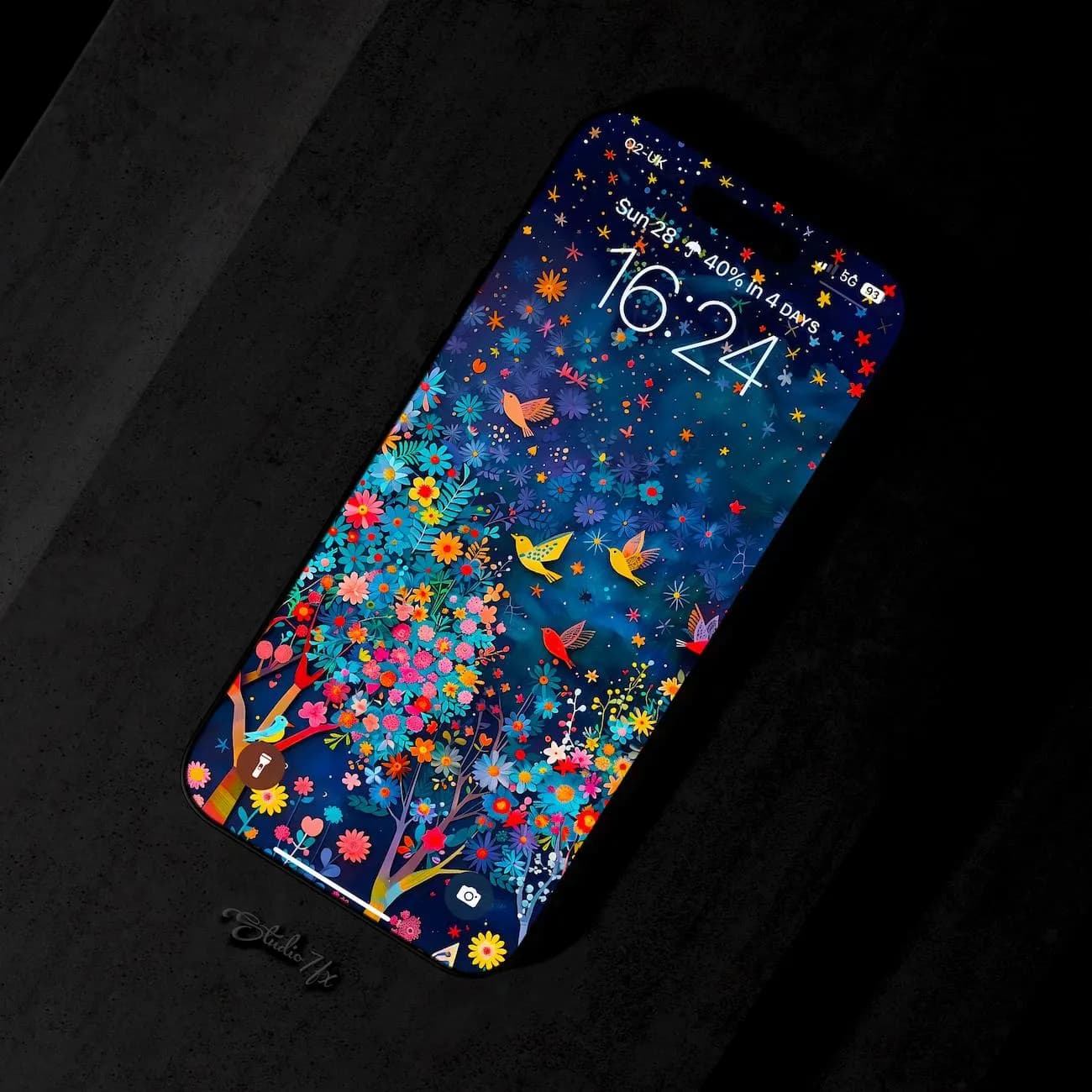 3D Scenery of Flower Tree Birds & Stars iPhone Wallpaper | Mobile Phone Wallpaper | iOS LockScreen Wallpaper | Cellphone Wallpaper | 0348 - image 4