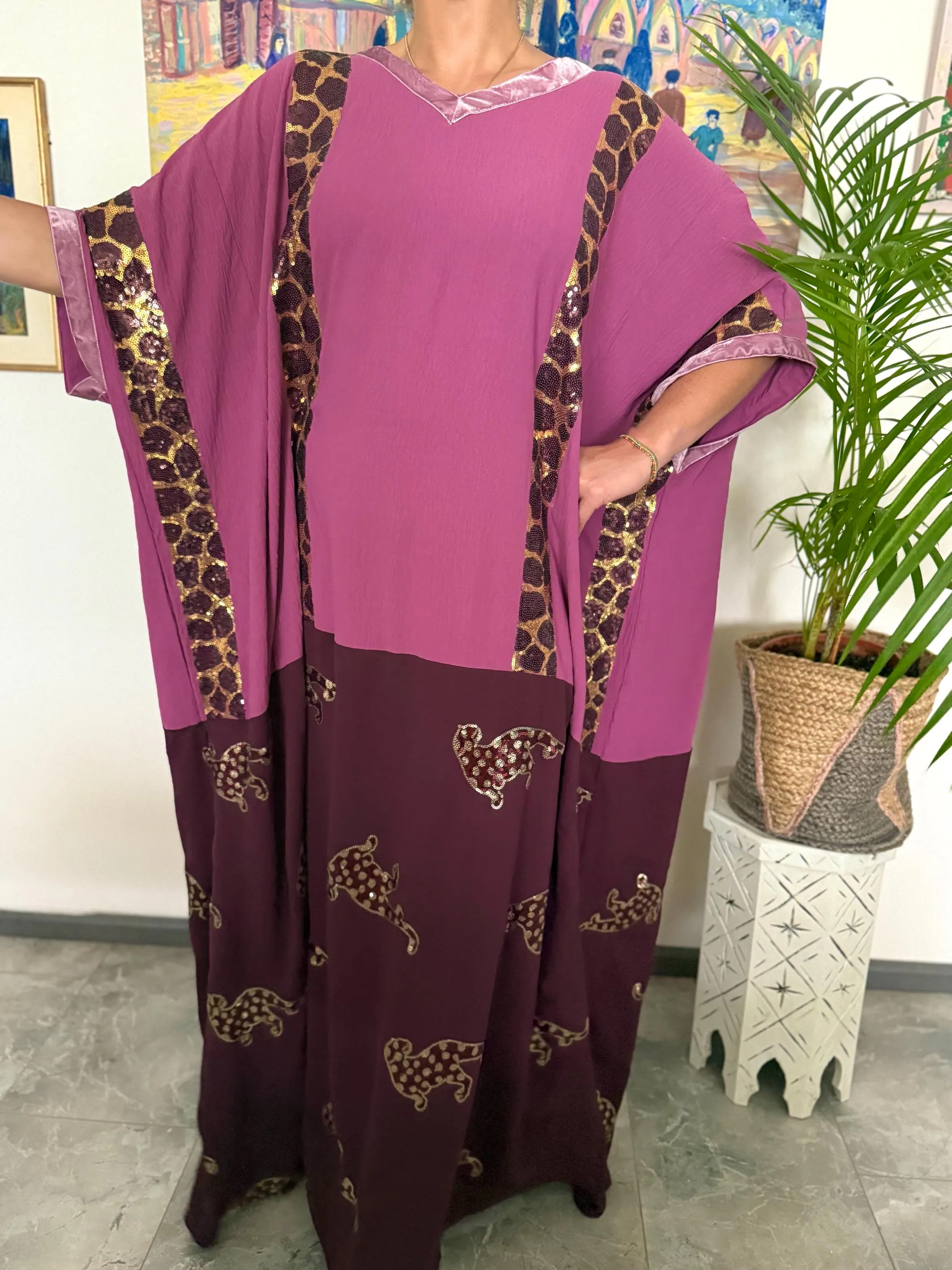 Sequin Glitter Djellaba Dishdasha Long Dress Abaya Kaftan Gown Maxi Kimono Embroidered Modest Fashion Robe Arabic Boho Tunic Elegant Wear - image 3