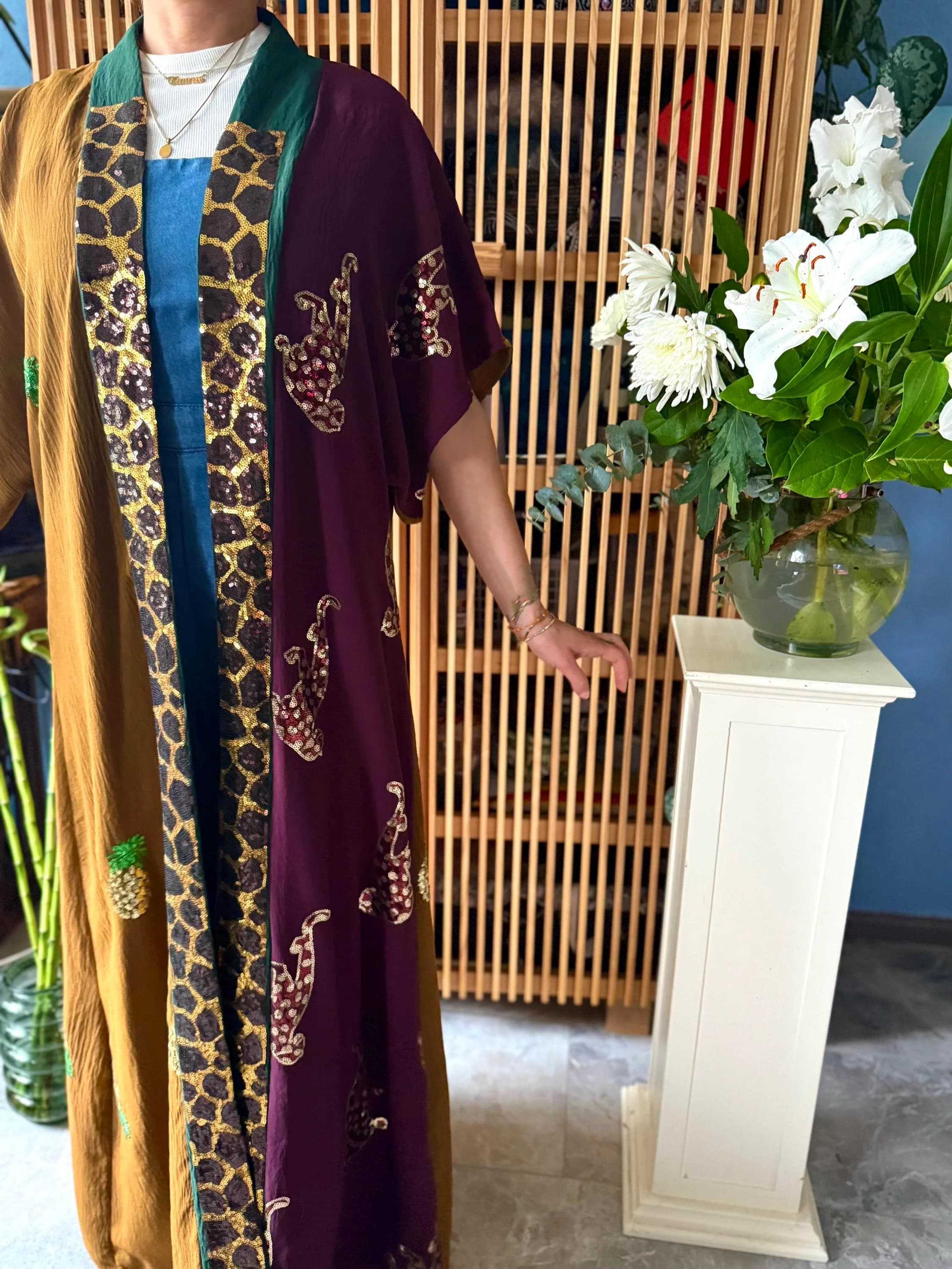 Sequins Patchwork Abaya Kimono Kaftan Robe Poncho Mantel Jacket Tunic Thobe Gown Coat Long Evening Iraq Dubai Islam Modest Dress Embroidery - image 4