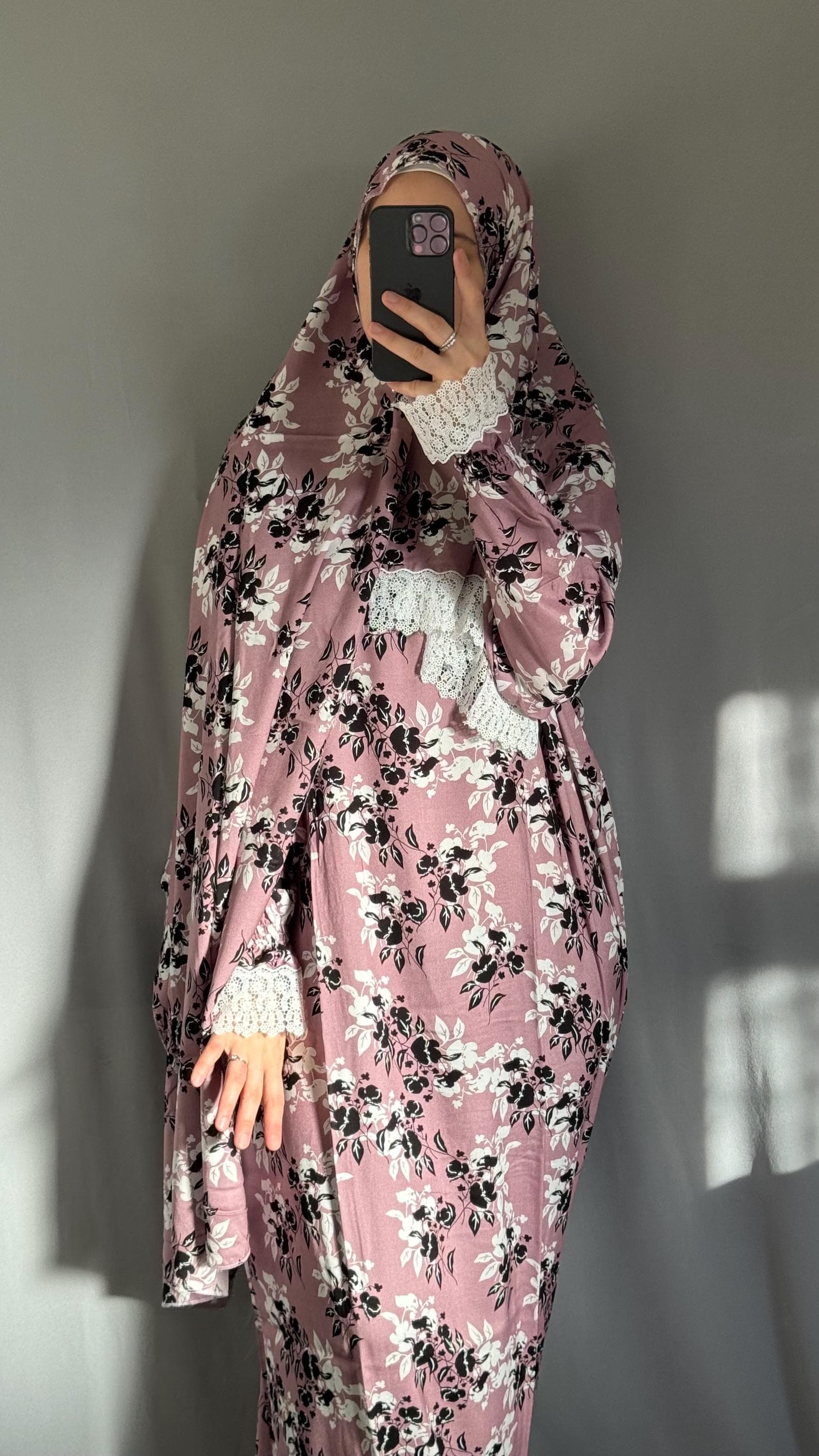 Purple Prayer Dress, Islamic Dress, Two Piece Prayer Garment, Eid Ramadan Gift, Abaya, Jilbab, Maxi Dress, Prayer Hijab, Salah dress, Abaya - image 3