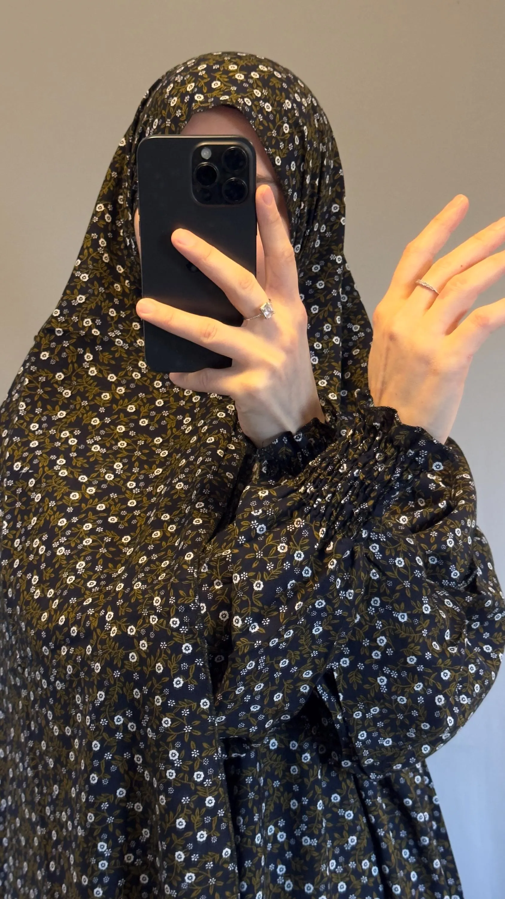 Floral Cotton Prayer Dress with Attached Hijab - Prayer Abaya for Muslim Women, Prayer Scarf, Ramadan Abaya Set - image 4