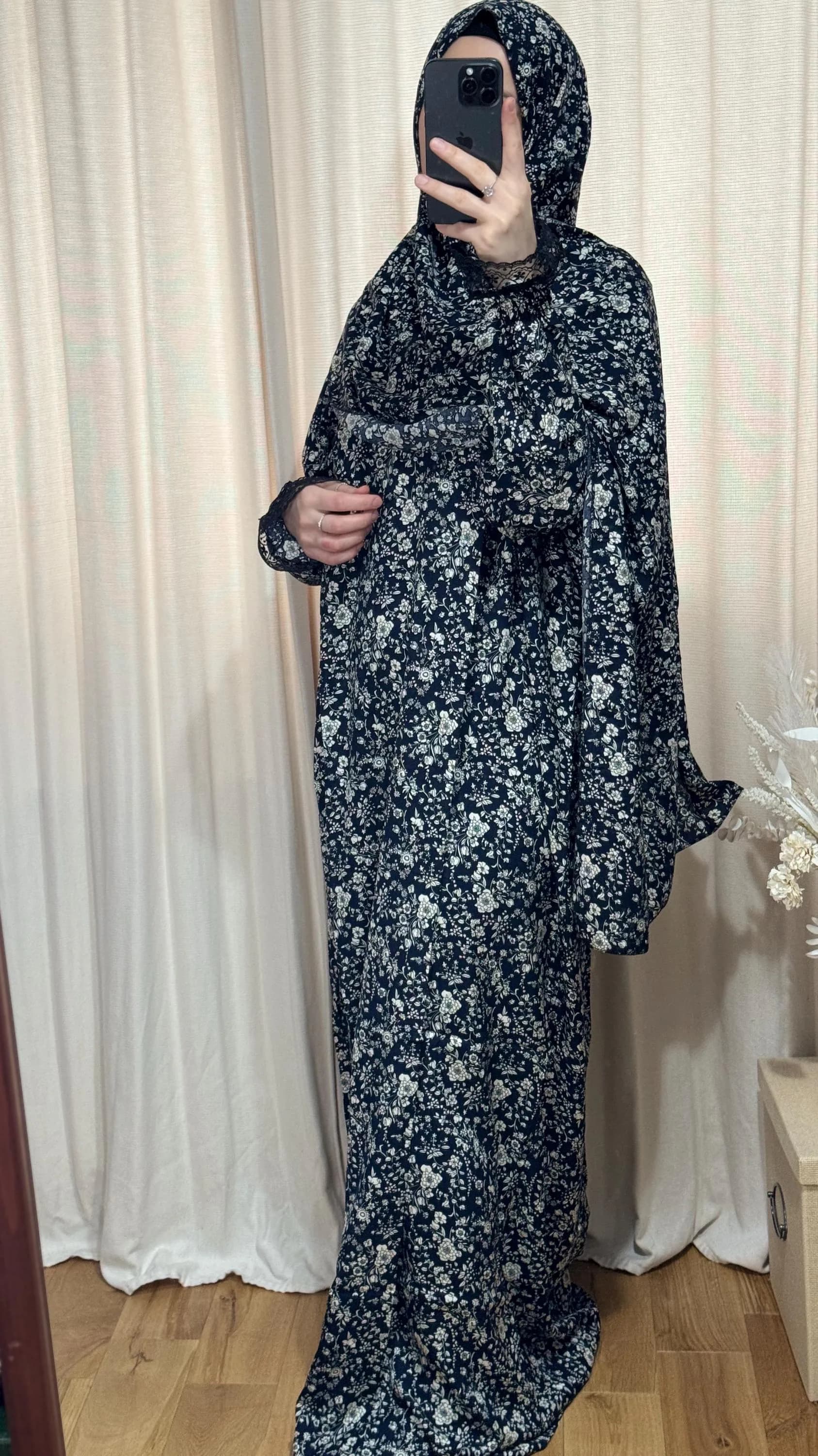 Navy Prayer Dress, Islamic Dress, Two Piece Prayer Garment, Eid Ramadan Gift, Abaya, Jilbab, Maxi Dress, Prayer Hijab, Salah dress, Abaya - image 3