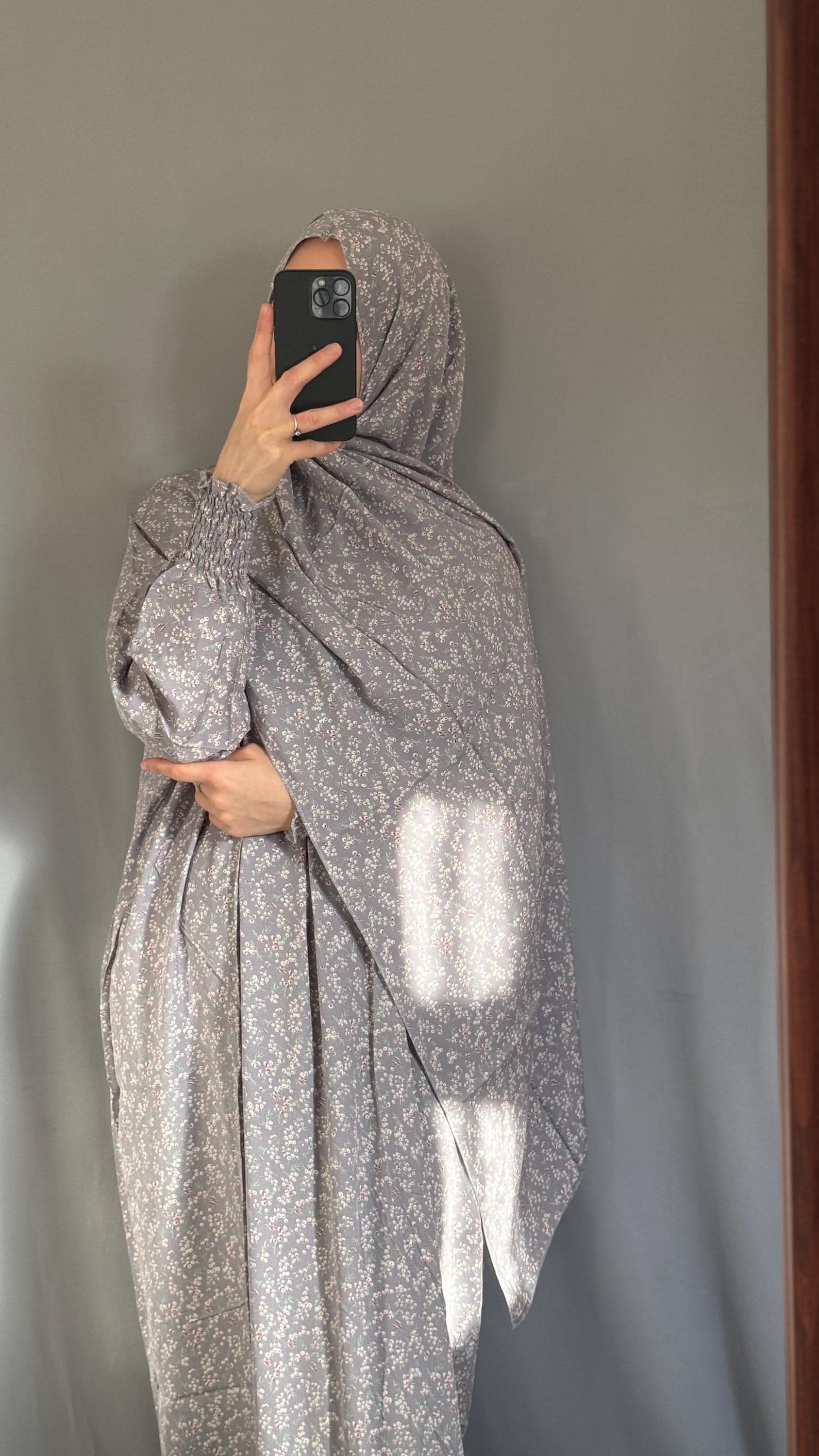 Grey Oversize Prayer Dress, Jilbab, Maxi Dress, Muslim Women Prayer Garment, Long Dress, Khimar, Islamic Dress, Salah dress, Prayer Set - image 3