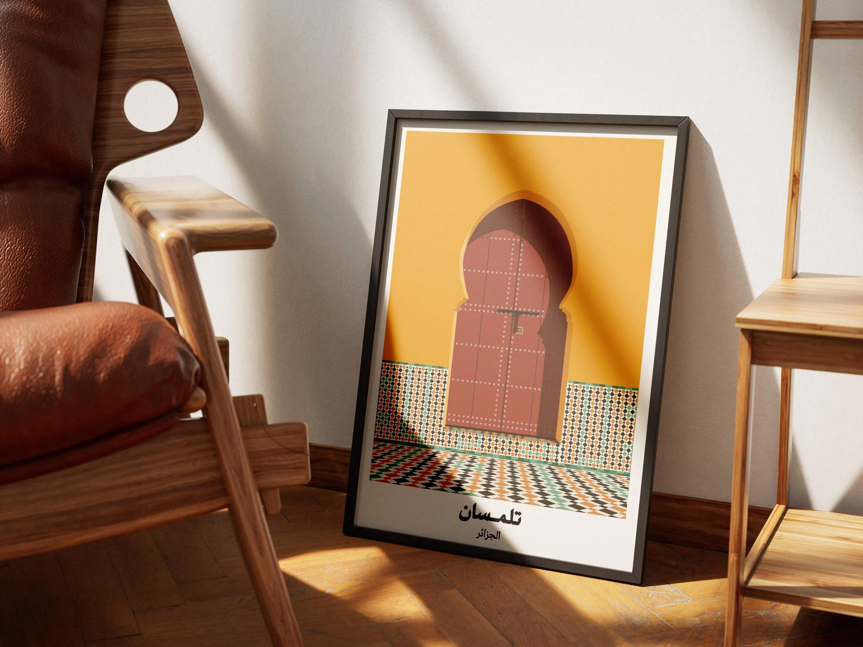 Tlemcen Algeria Travel Poster | Moorish Door Illustration | Arabic English French Wall Art - image 5
