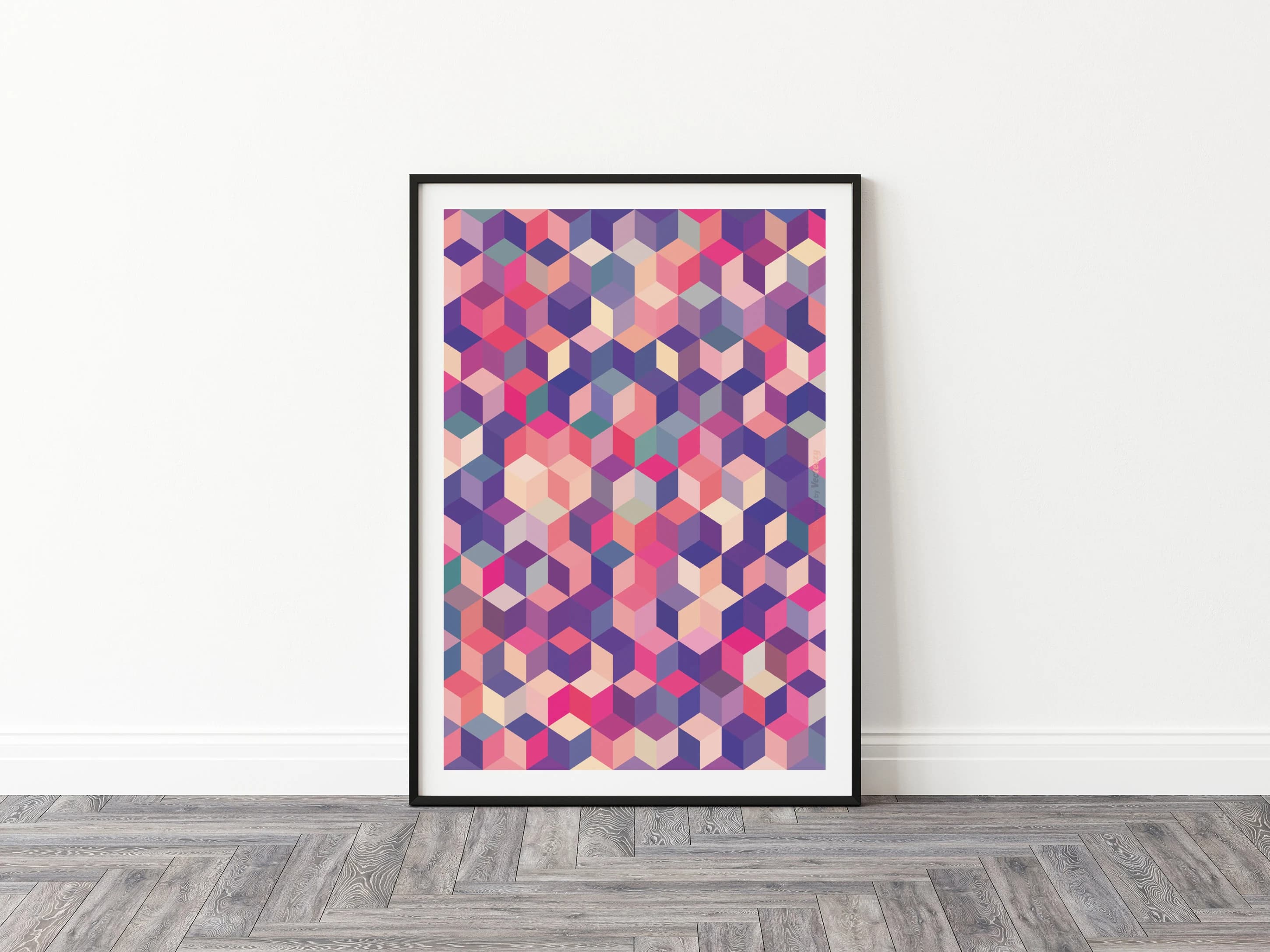 Geometric Cube Wall Art | Colourful Abstract Poster Print | House Gift - image 3
