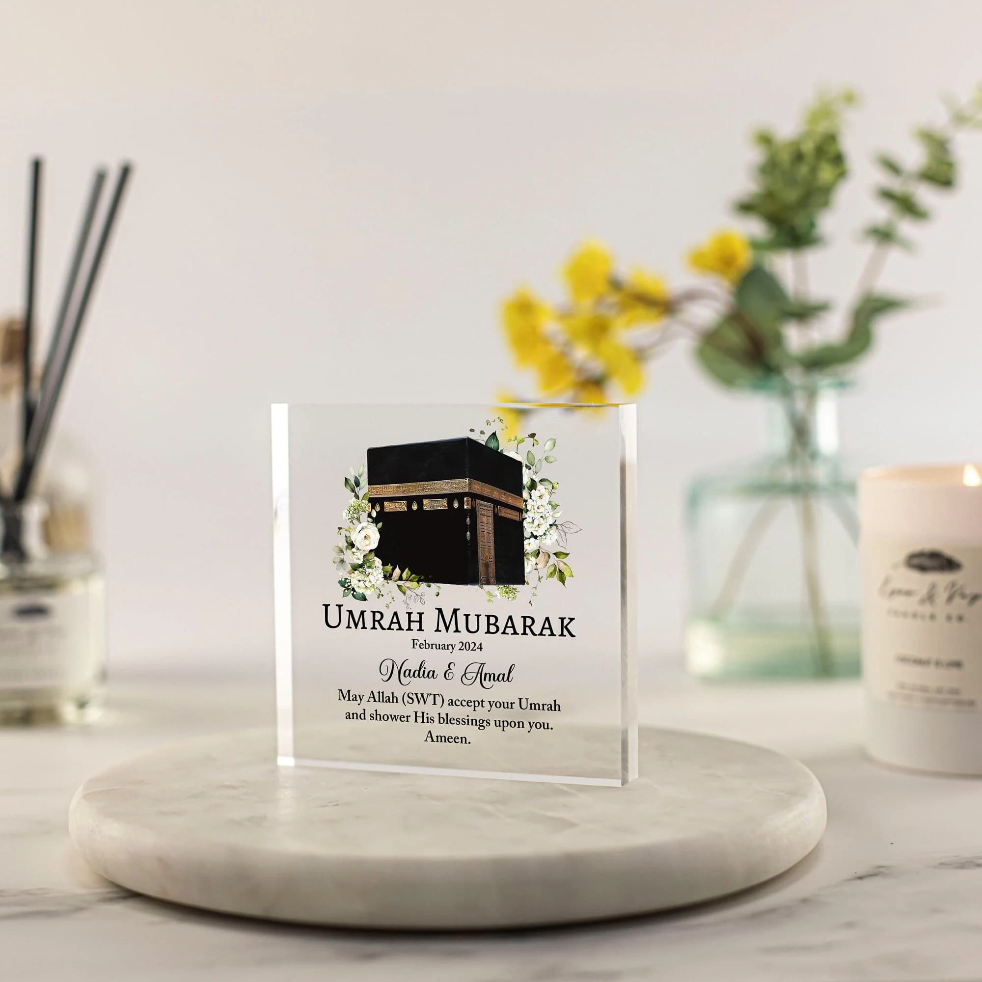 Personalised Umrah Mubarak Gifts, Islamic Gifts, Hajj Mubarak, Umrah Kaaba gift, Ramadan Mubarak, Eid Mubarak, Muslim Gifts Acrylic Plaque