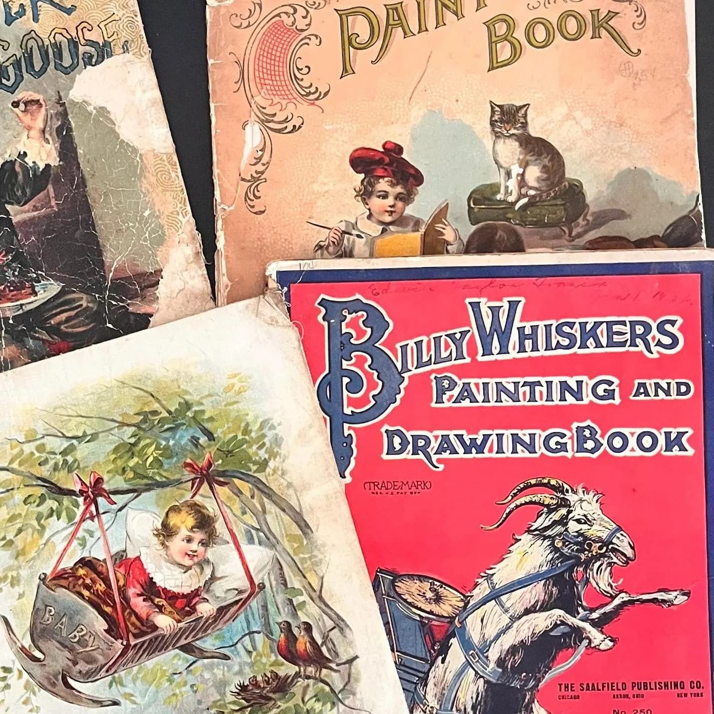 5 Antique Children's Books McLoughlin Bros Mother Goose Jolly Jingles Painting Books