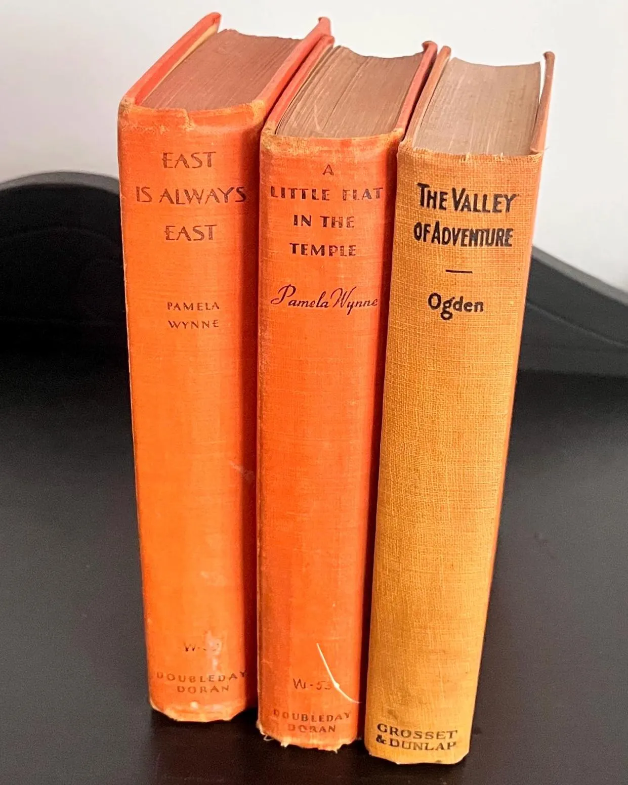 Vintage Orange Hardcover Book Stack 3 Cloth Books Pamela Wynne George W Ogden - image 3