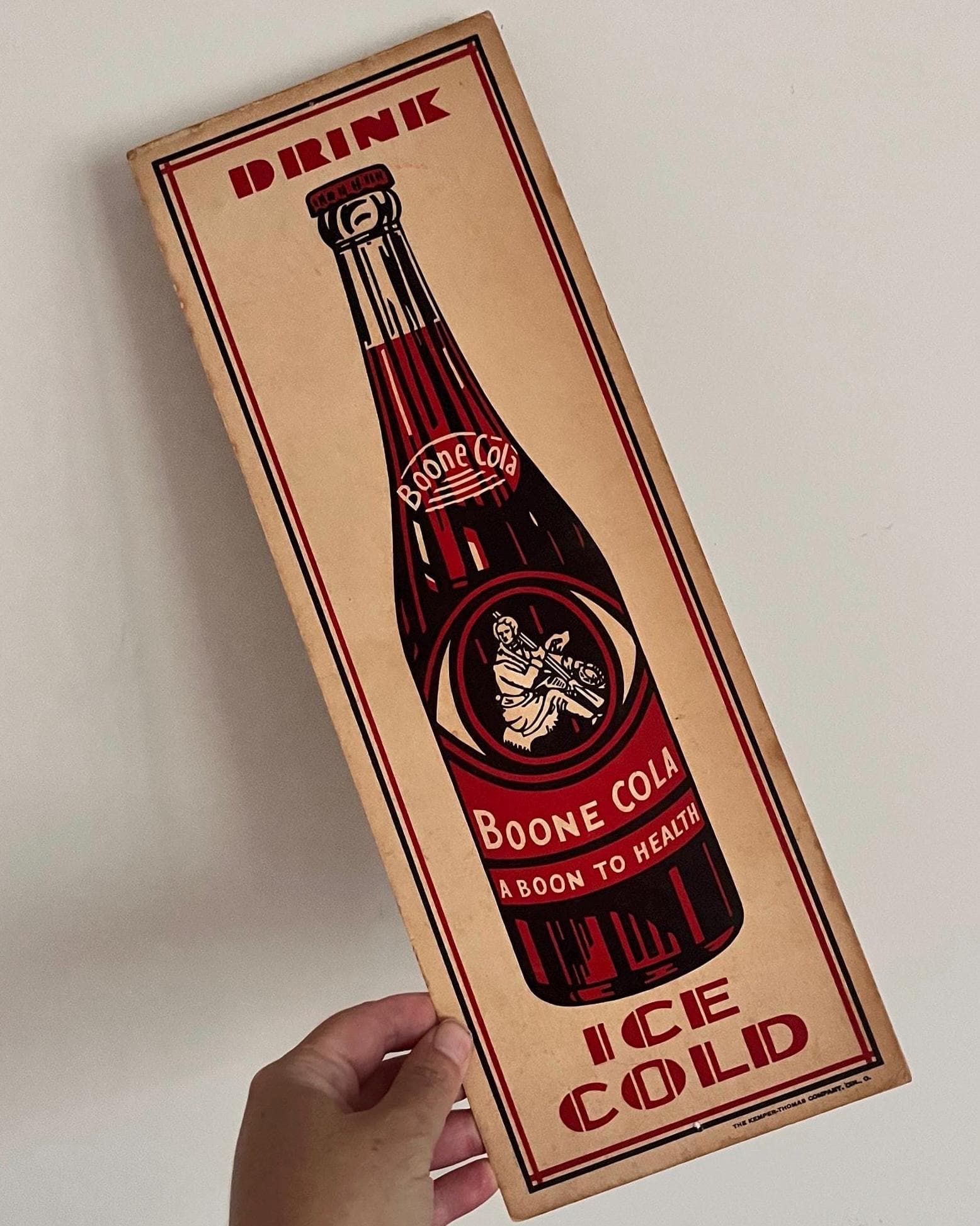 Original Vintage Boone Cola Sign Spencer NC Daniel Boone Soda Advertising Kemper Thomas