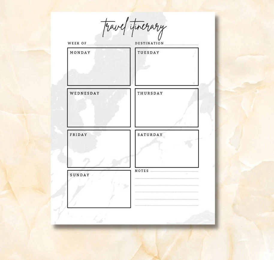 Printable Weekly Travel Itinerary Planner (PDF) - image 4