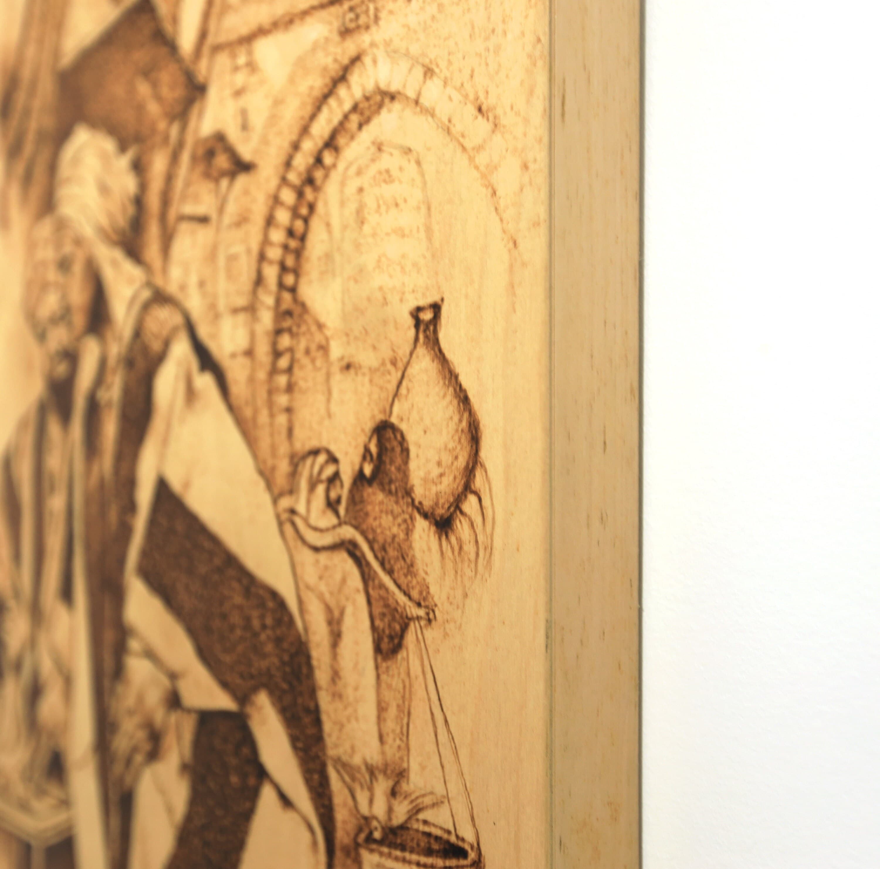 Original Wood Burning Art, Orientalist Pyrography Drawing - image 5