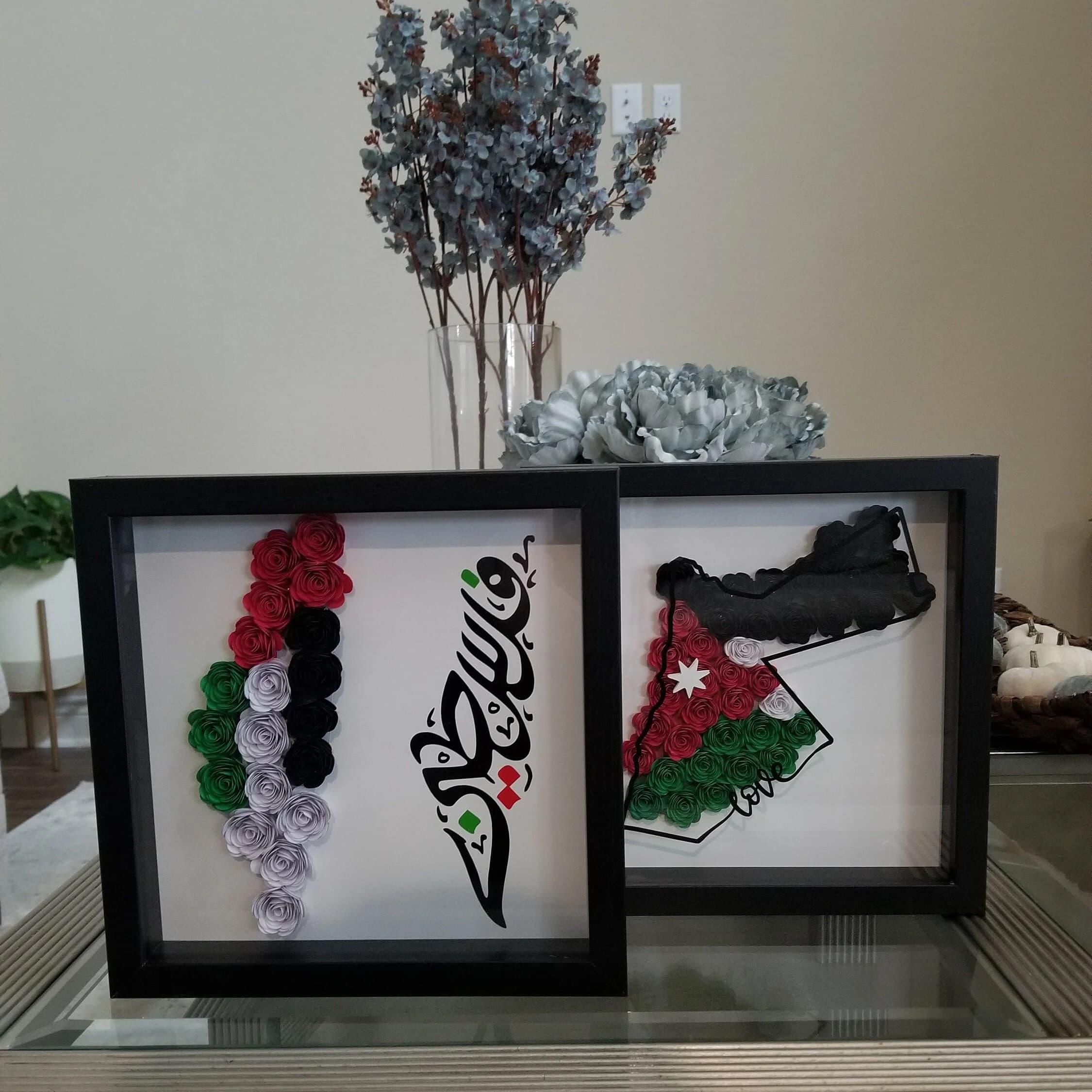 Palestine 9X9 Flower shadow boxes, shadow box, custom shadow boxes, paper flowers, gift, shadow box, home décor, Map, Palestinian, Falastin - image 5