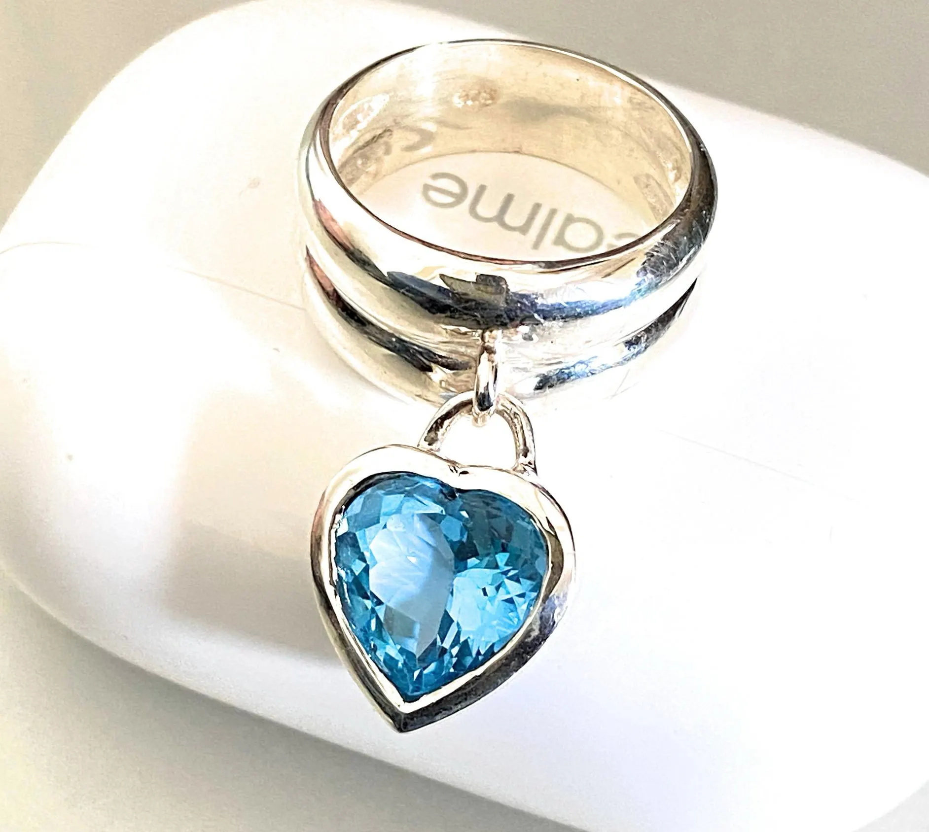 Blue Topaz Heart Ring: 925 Sterling Silver, Natural Gemstone - image 4