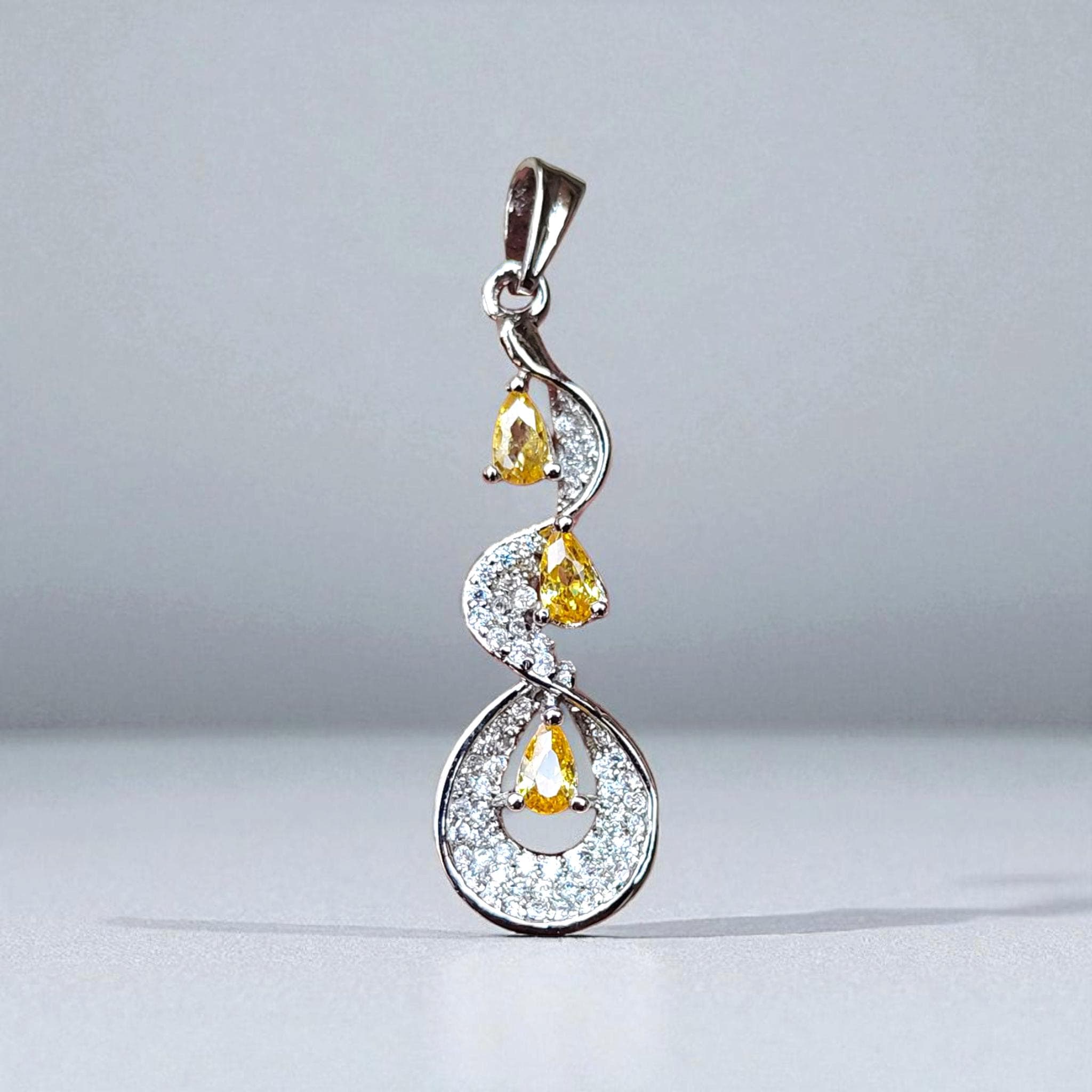 Yellow Sapphire Pear Pendant, Sterling Silver Necklace, September Birthstone - image 4
