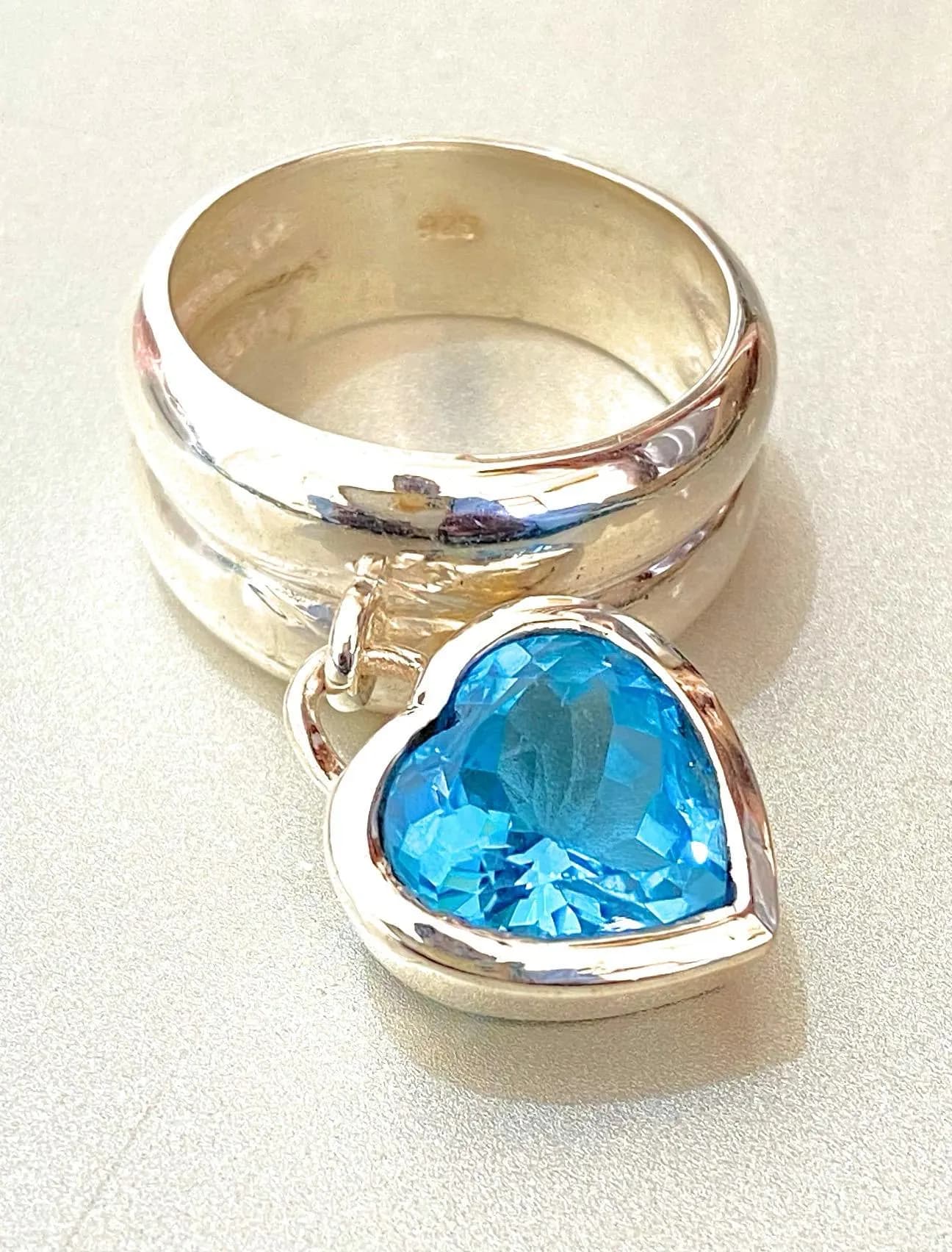 Blue Topaz Heart Ring: 925 Sterling Silver, Natural Gemstone
