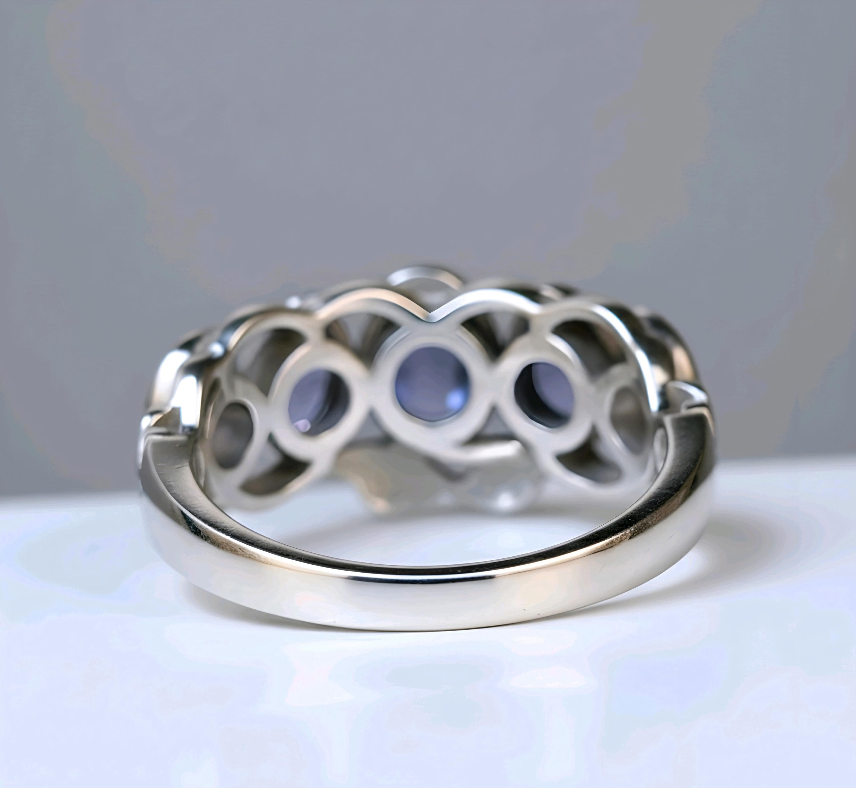 Oval Tanzanite Sterling Silver Ring: Floral Anniversary Gift - image 3