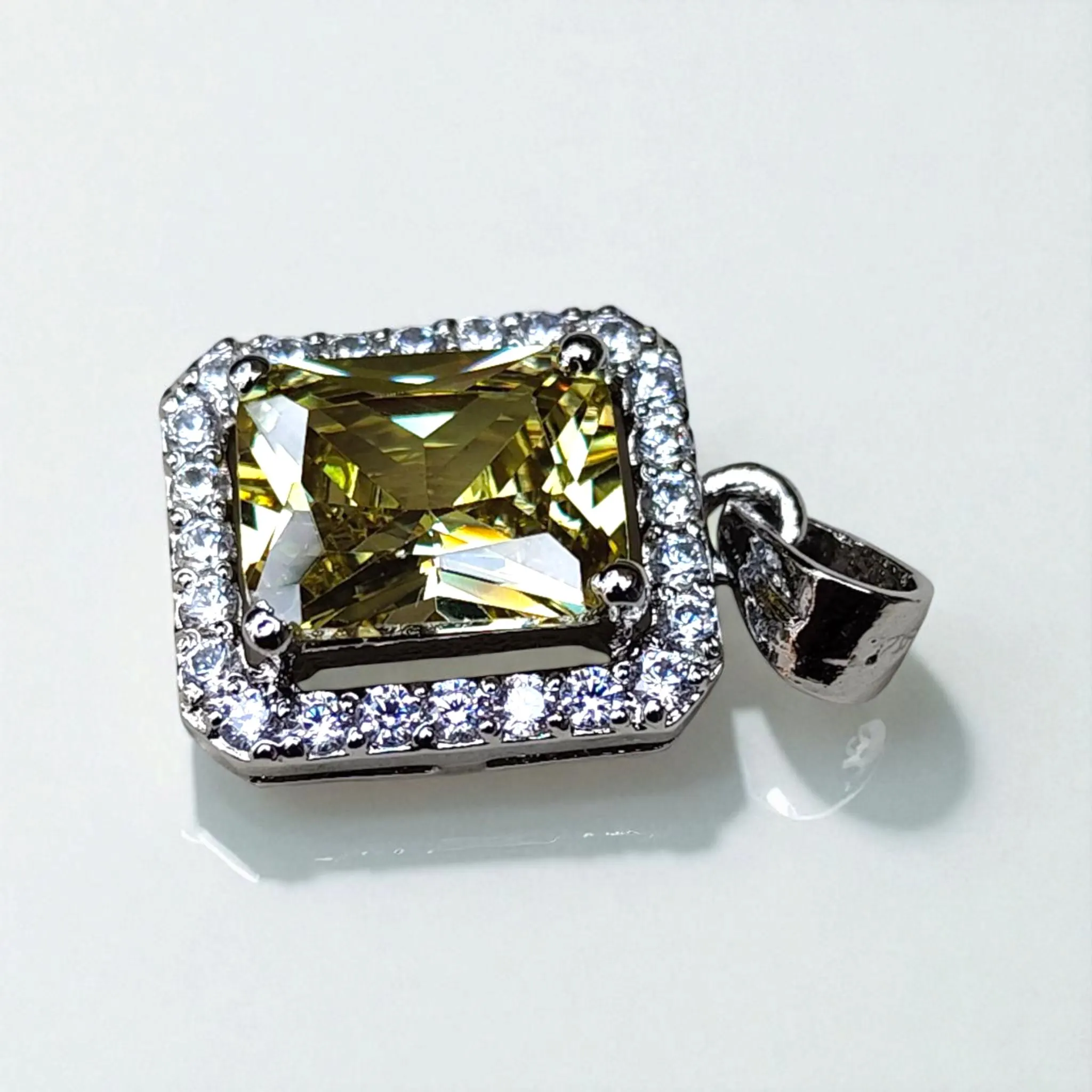 Yellow Sapphire Sterling Silver Pendant: Octagon Gemstone Cluster - image 5