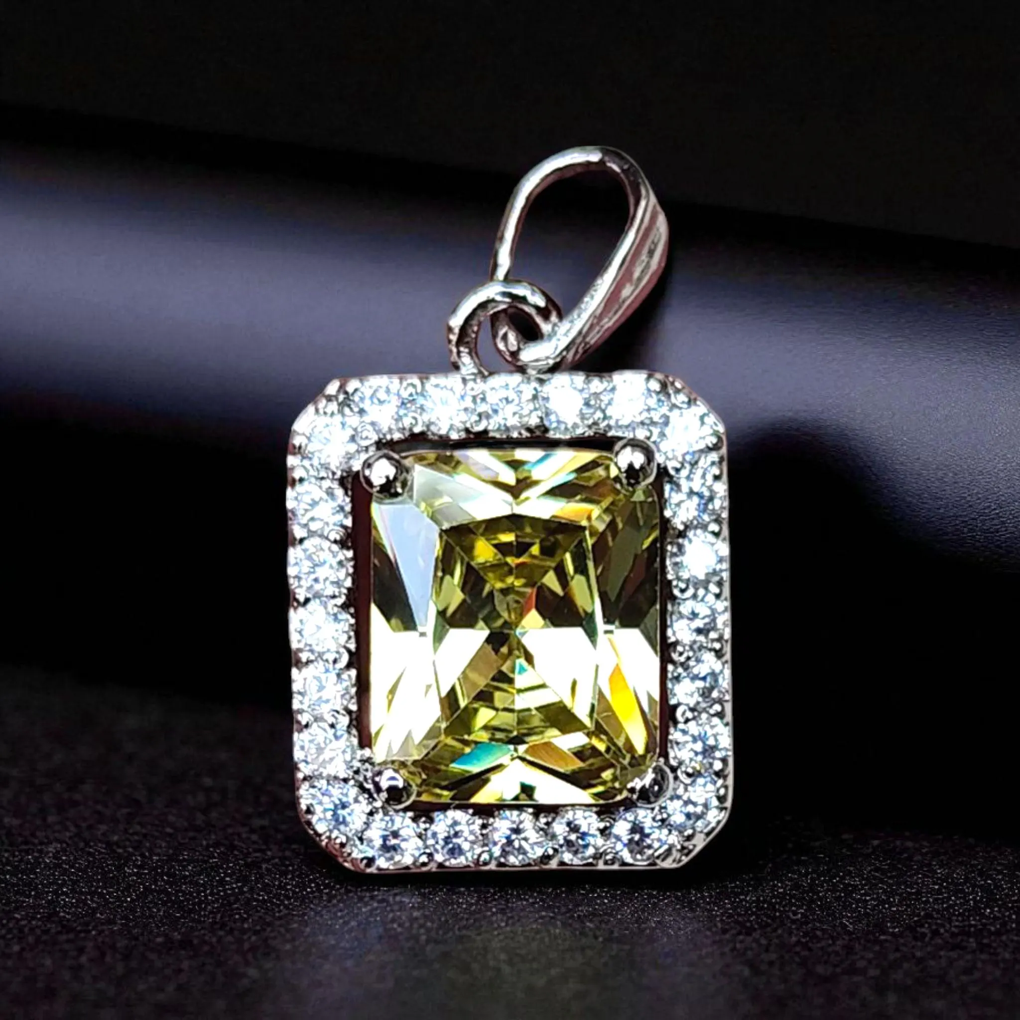 Yellow Sapphire Sterling Silver Pendant: Octagon Gemstone Cluster - image 3
