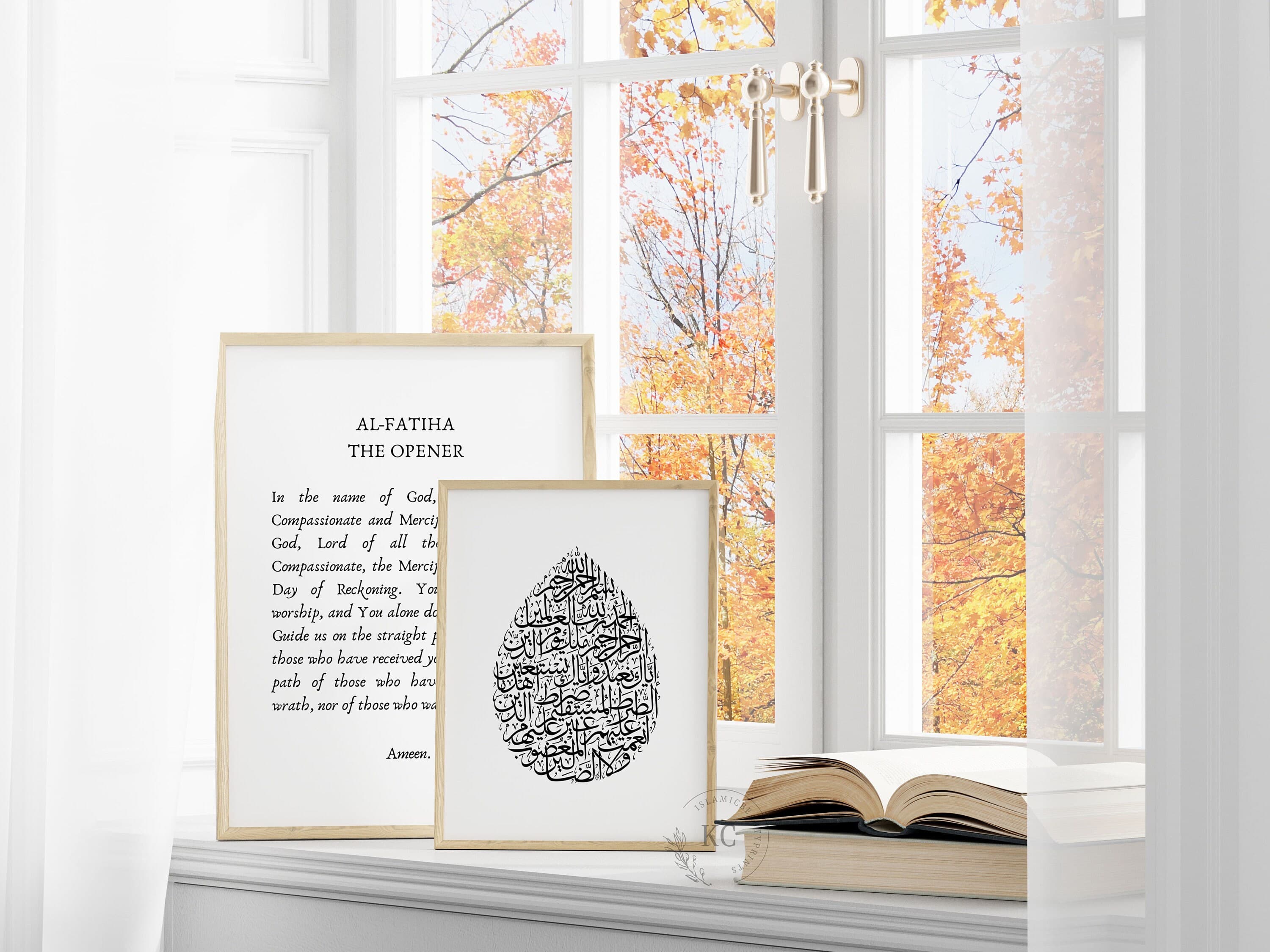 Surah Al-Fatihah Print Set of 2 | Tear-Shaped Arabic Calligraphy + English Translation | Minimalist Islamic Wall Art | Printable Decor - image 5