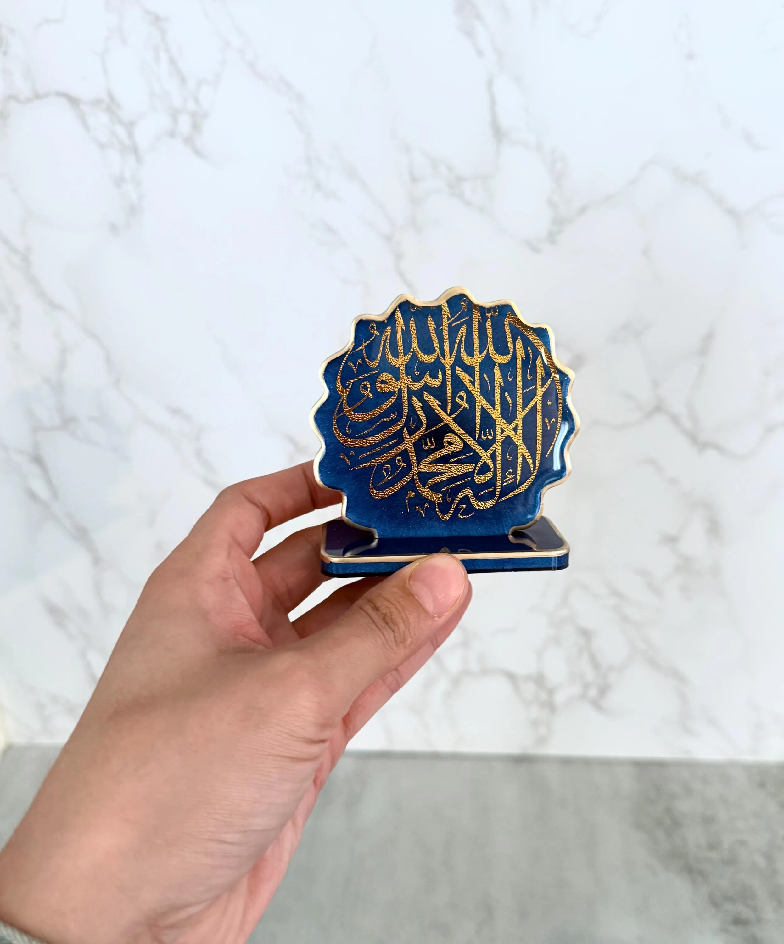 Kalima Resin Table Display –Shahada resin plaque, Islamic Desk Decor, Small Muslim Gift, Islamic Home Decoration