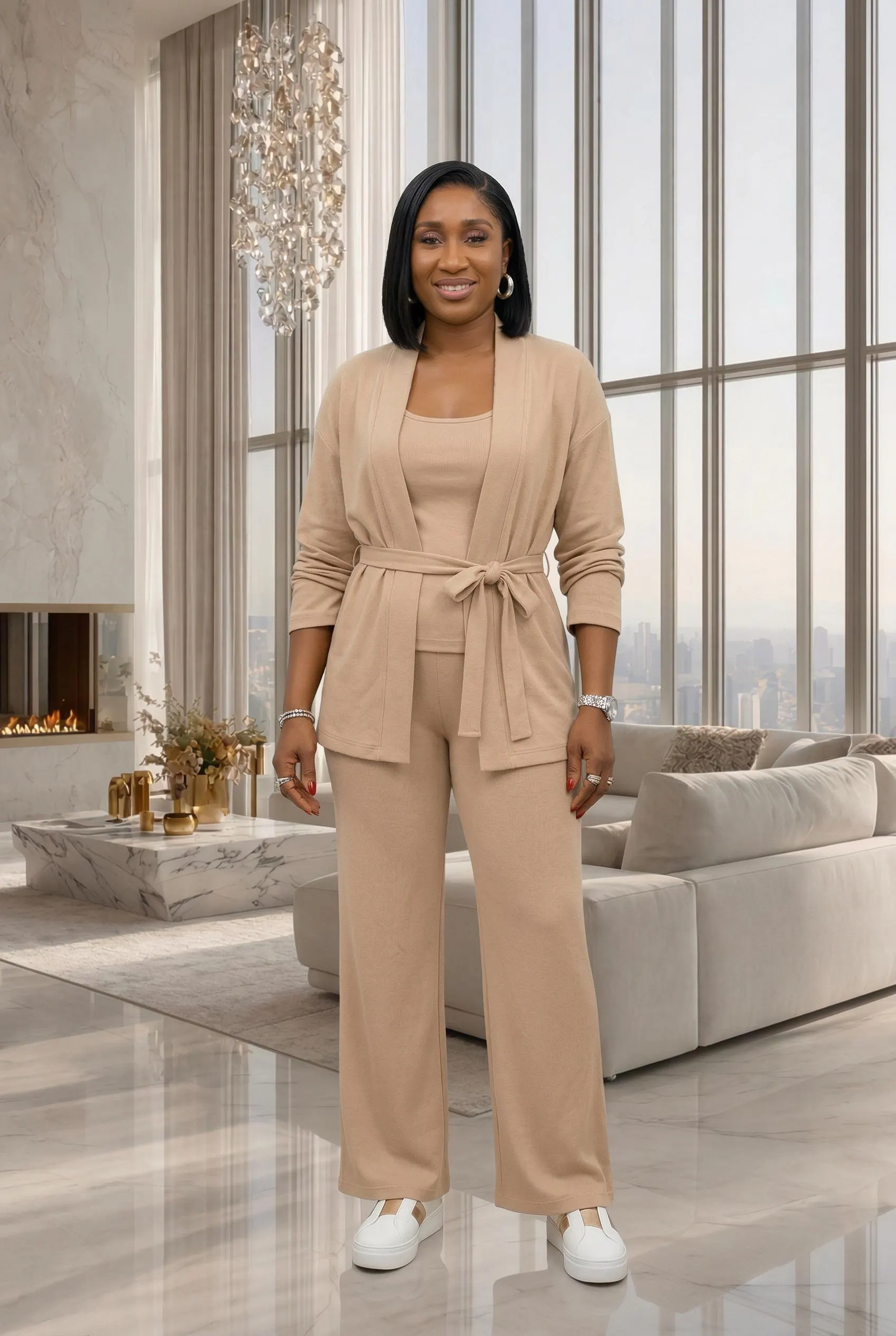 Nora 3pc Knit Set - Beige - image 5