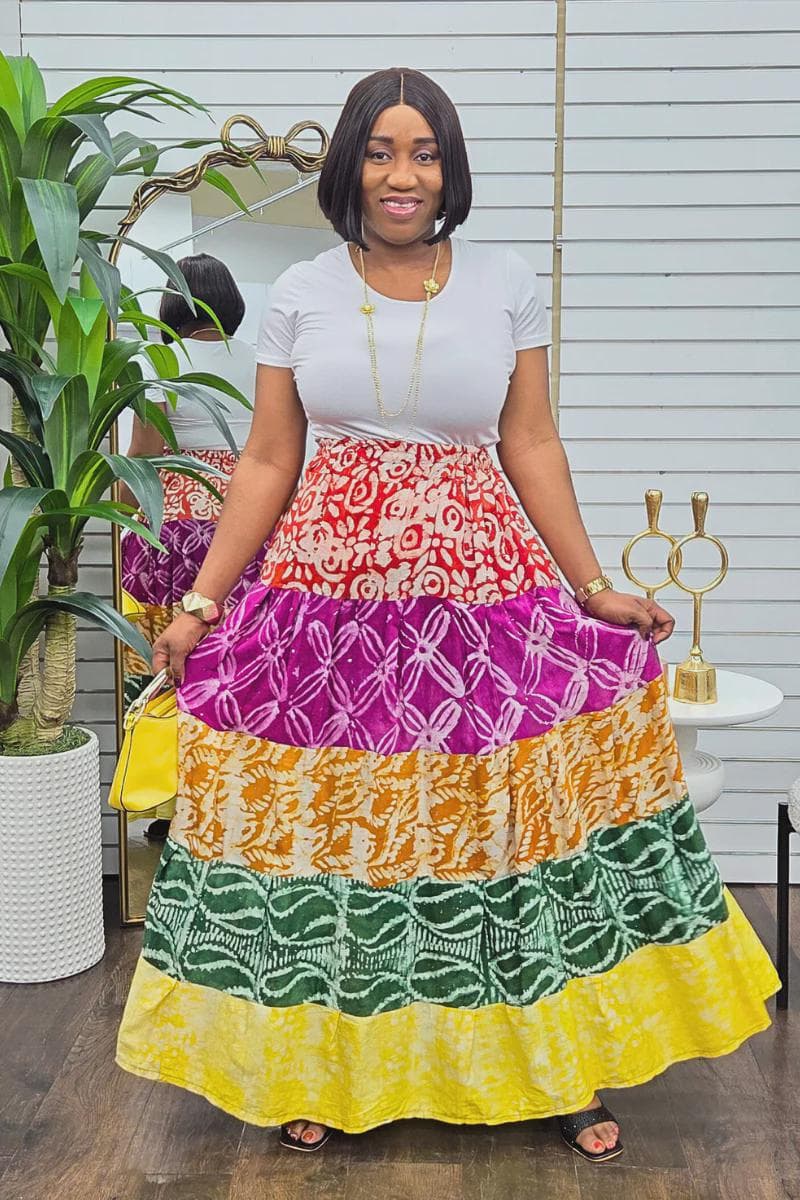 Neema Adire Patch Maxi Skirt - image 3
