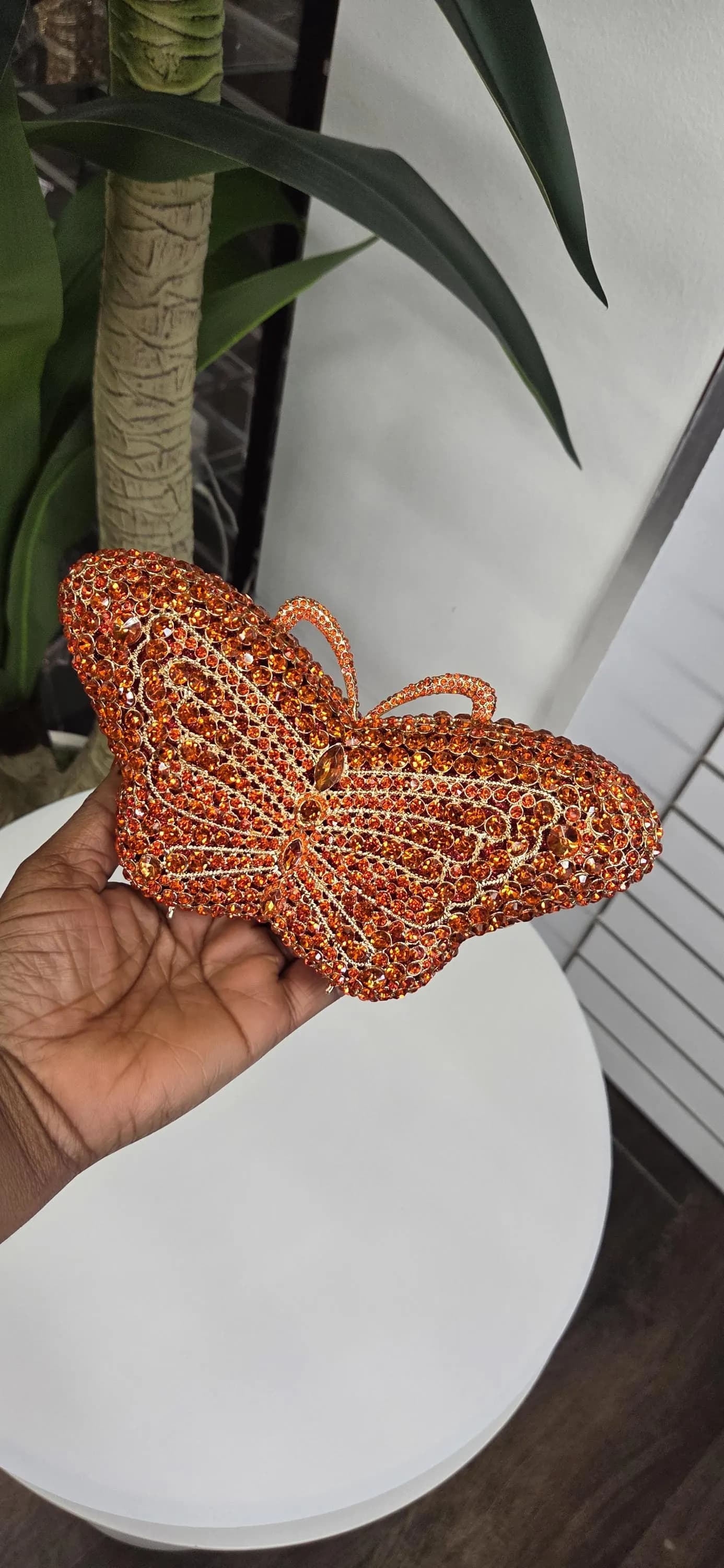 Orange Rhinestone Clutch evening bag - image 4