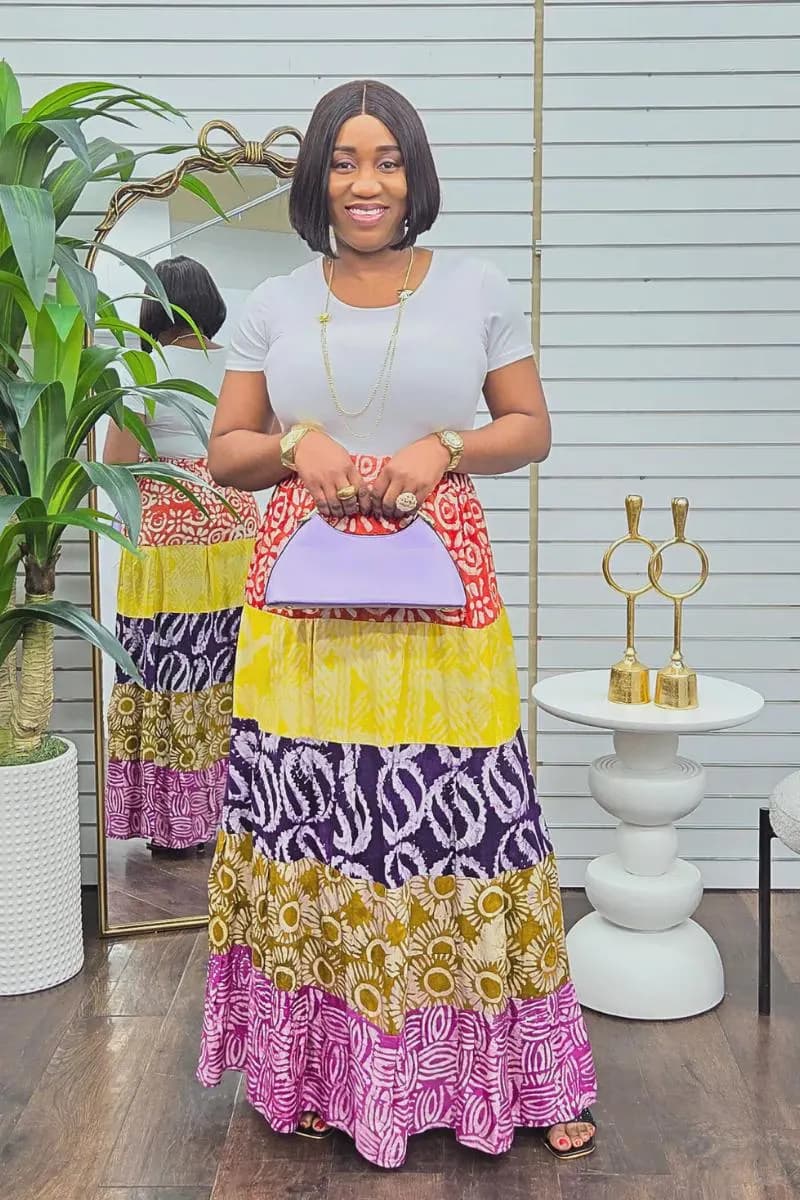 Neema Adire Patch Maxi Skirt - image 4