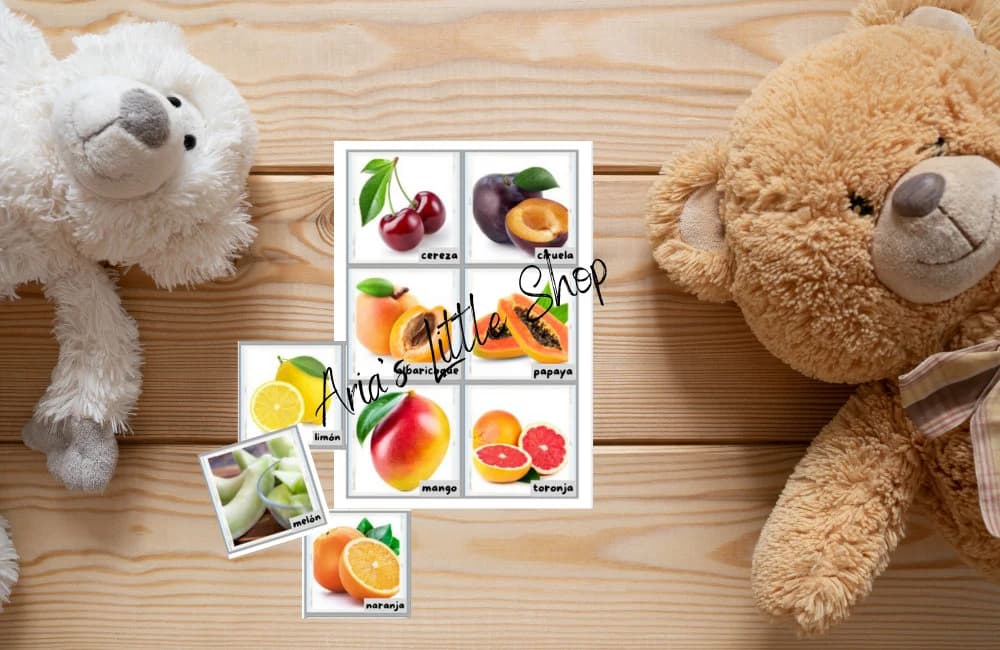Spanish Fruit Flash Cards, Bilingual Toddler Flash Cards, Real Images, Child Vocabulary Cards, Real Pictures, PDF Printable, Montessori Play - image 4