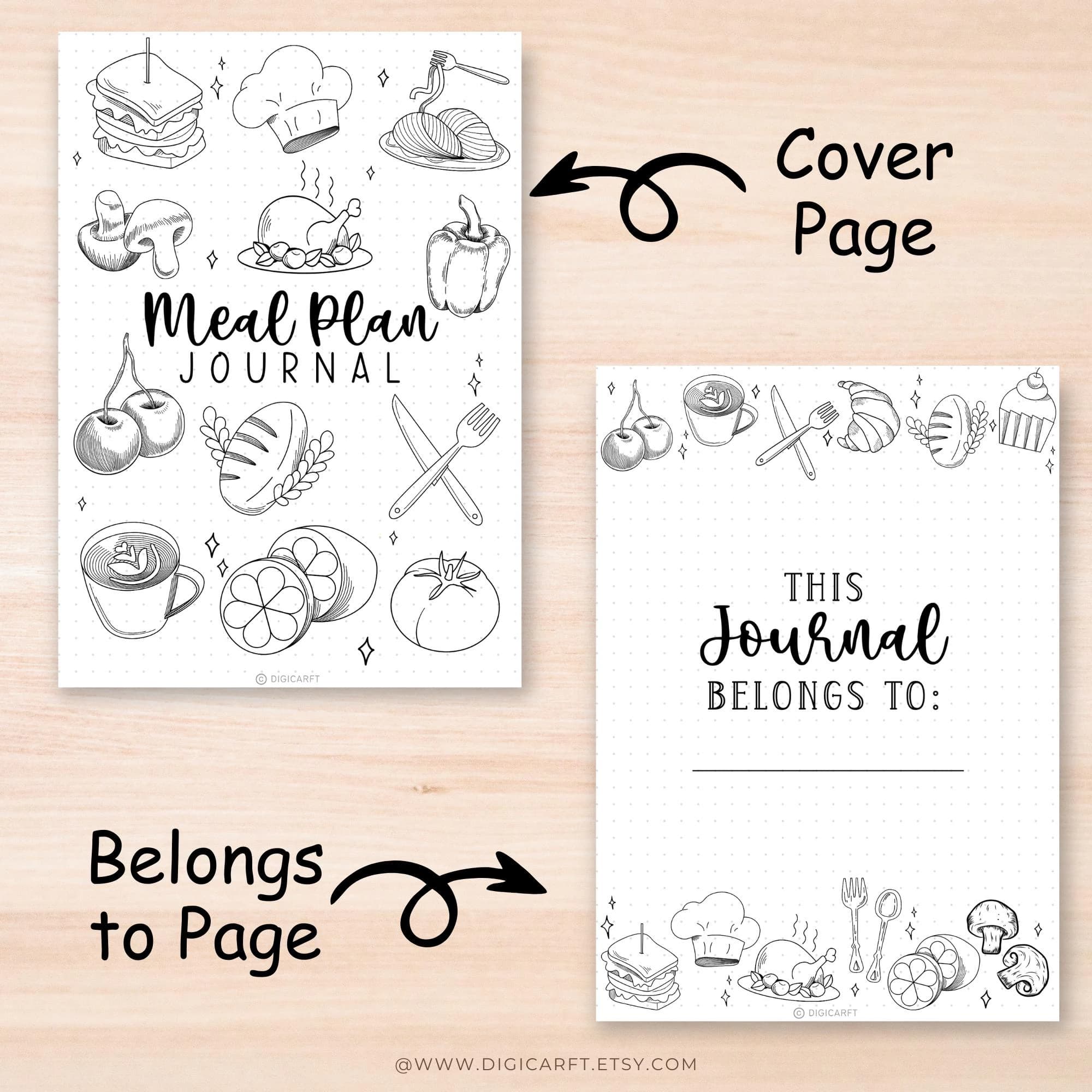 Weekly Meal planner and grocery list template printable,Recipe page bullet journal a5,Food tracker journal,Daily meal log,Kitchen inventory - image 3