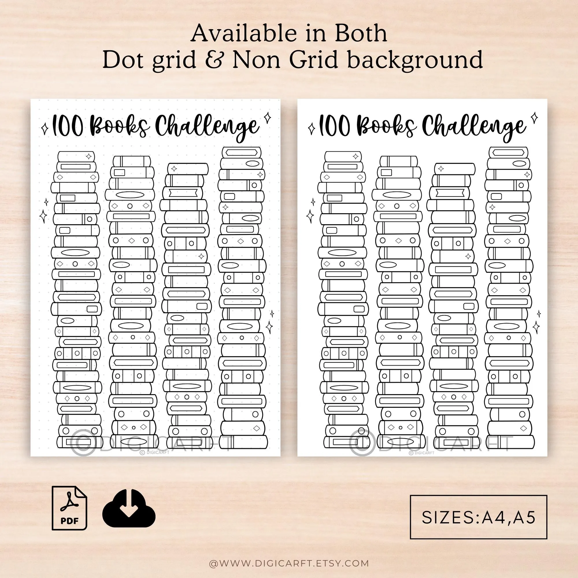 100 Book challenge tracker printable,Books reading challenge templates,Bujo Bookshelf reading log coloring page digital,A5 journal page - image 3