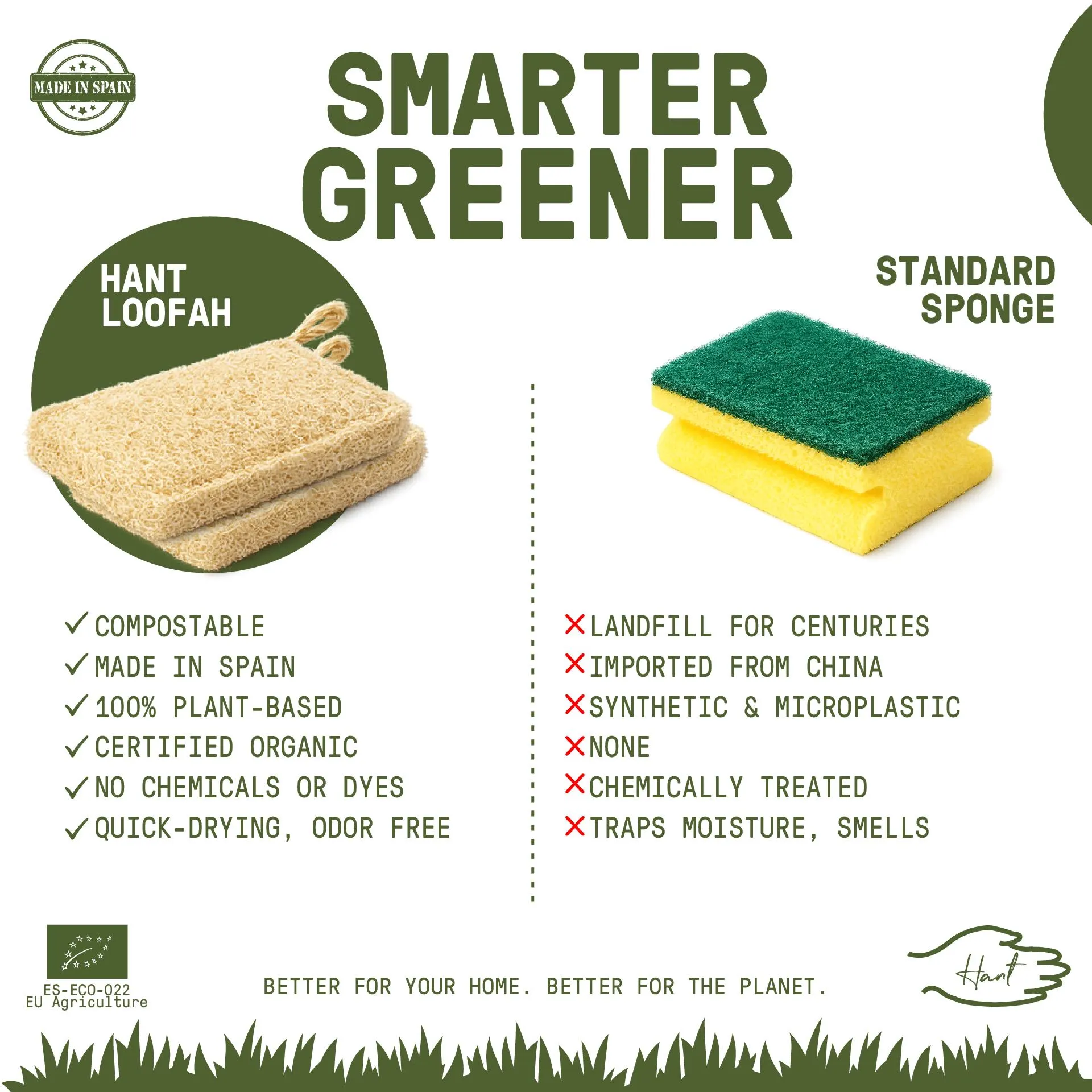 HANT | BIO Loofah Kitchen Sponge Duo, 100% Plant-Based and Plastic-Free, Biodegradable Dish Sponge - image 4
