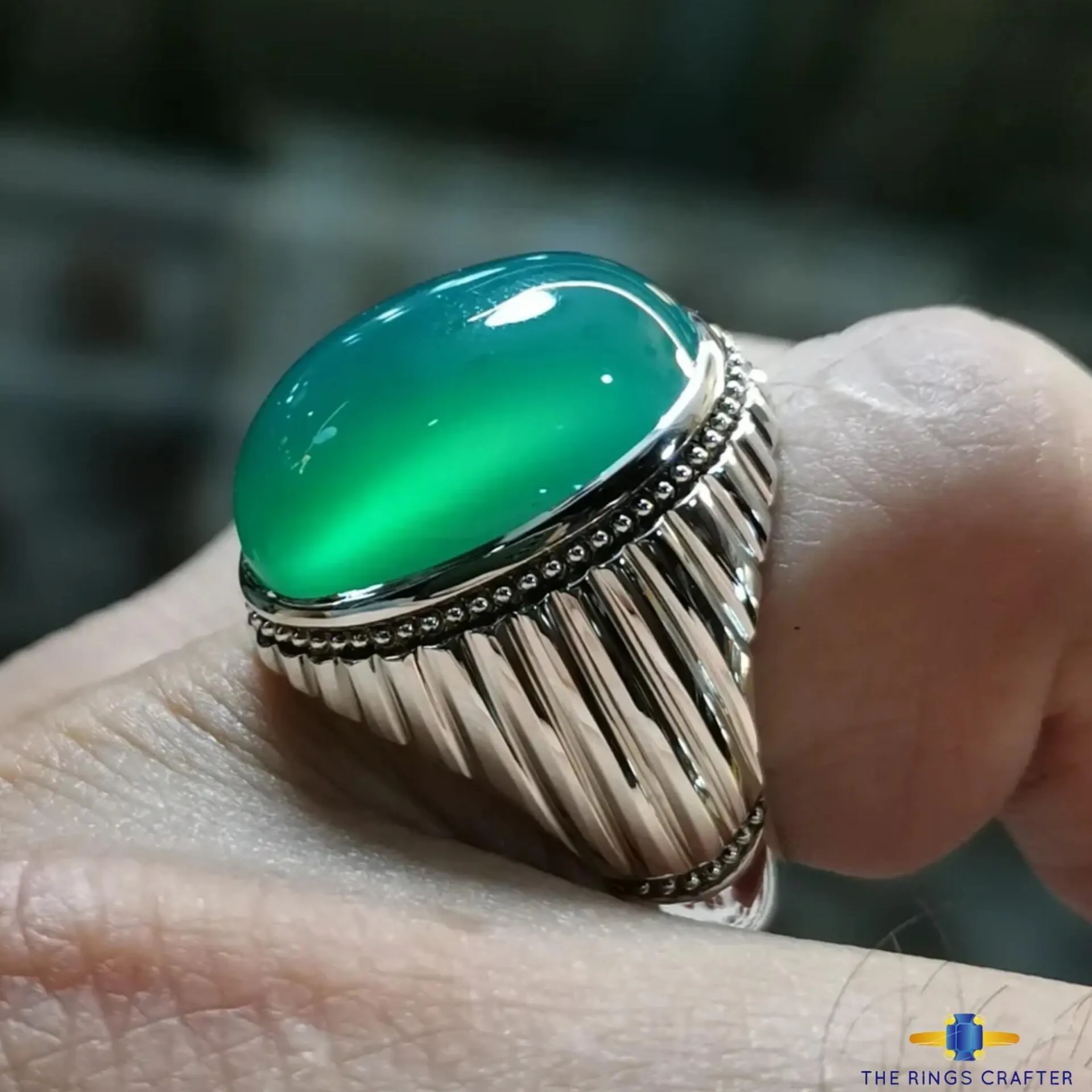 Natural Yemeni Green Aqeeq Ring 925 Sterling Silver Oval Shape Green Agate Akik Ring Handmade Sabz Aqeeq Ring For Men Anniversary Gift - image 4