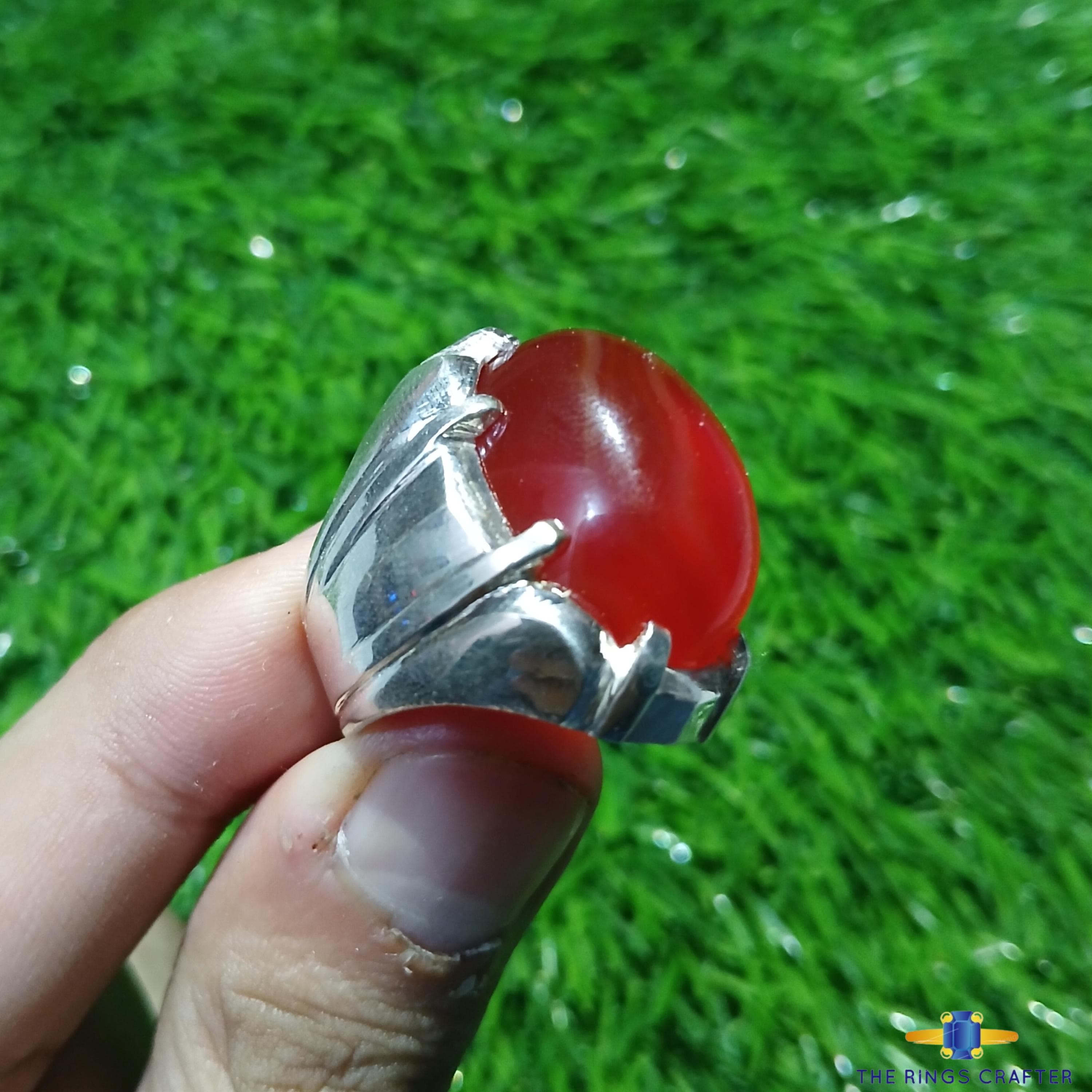Natural Yemeni Aqeeq Ring Shifat Al Abad Carnelian Ring Red Blood Yemeni Agate Stone Ring 925 Sterling Silver Handmade Akik Ring For Gift - image 3