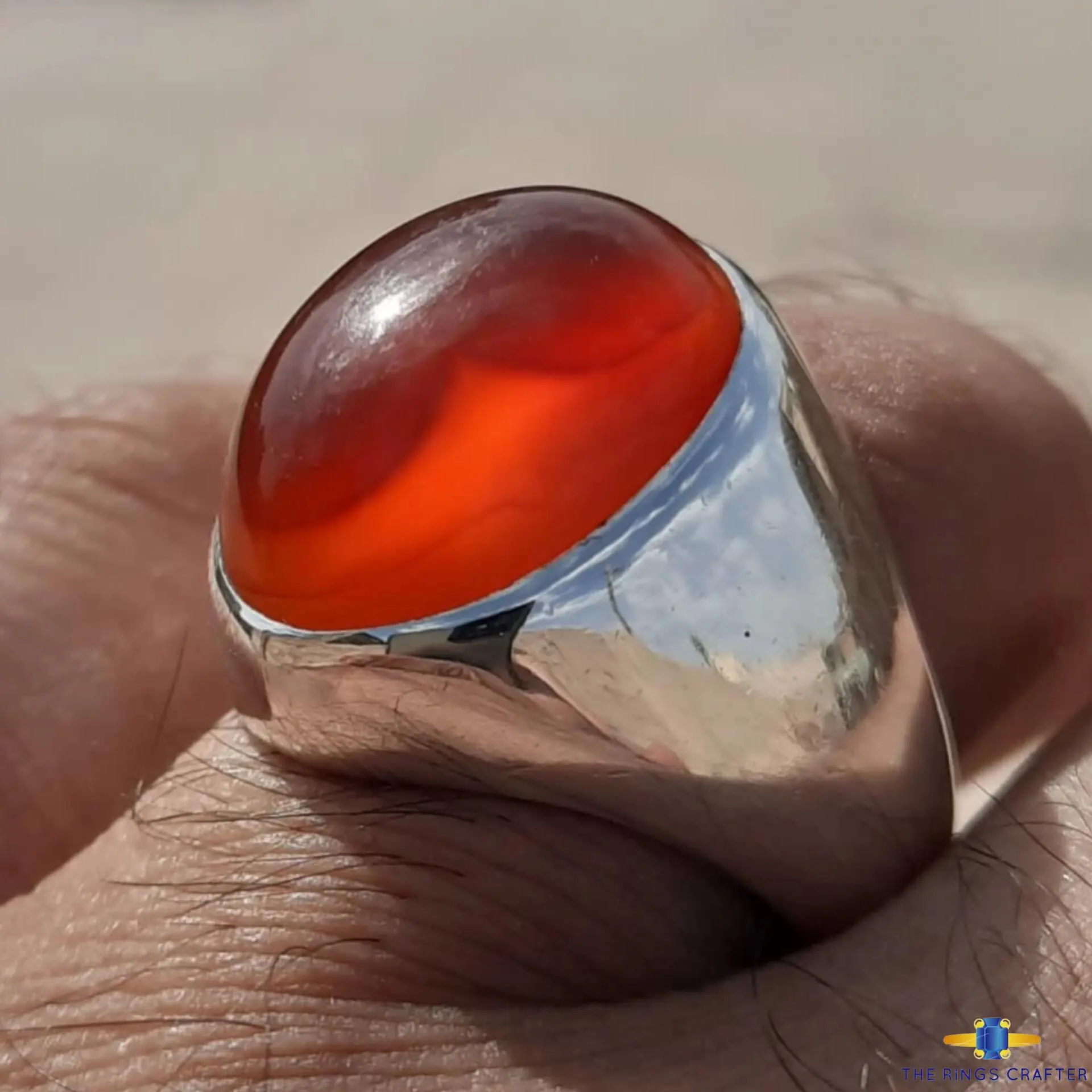 Natural Red Blood Yemeni Agate Stone Ring Rare Red Akik 925 Sterling Silver Handmade Cabochon Yemeni Aqeeq Ring for Men Anniversary Gift - image 4