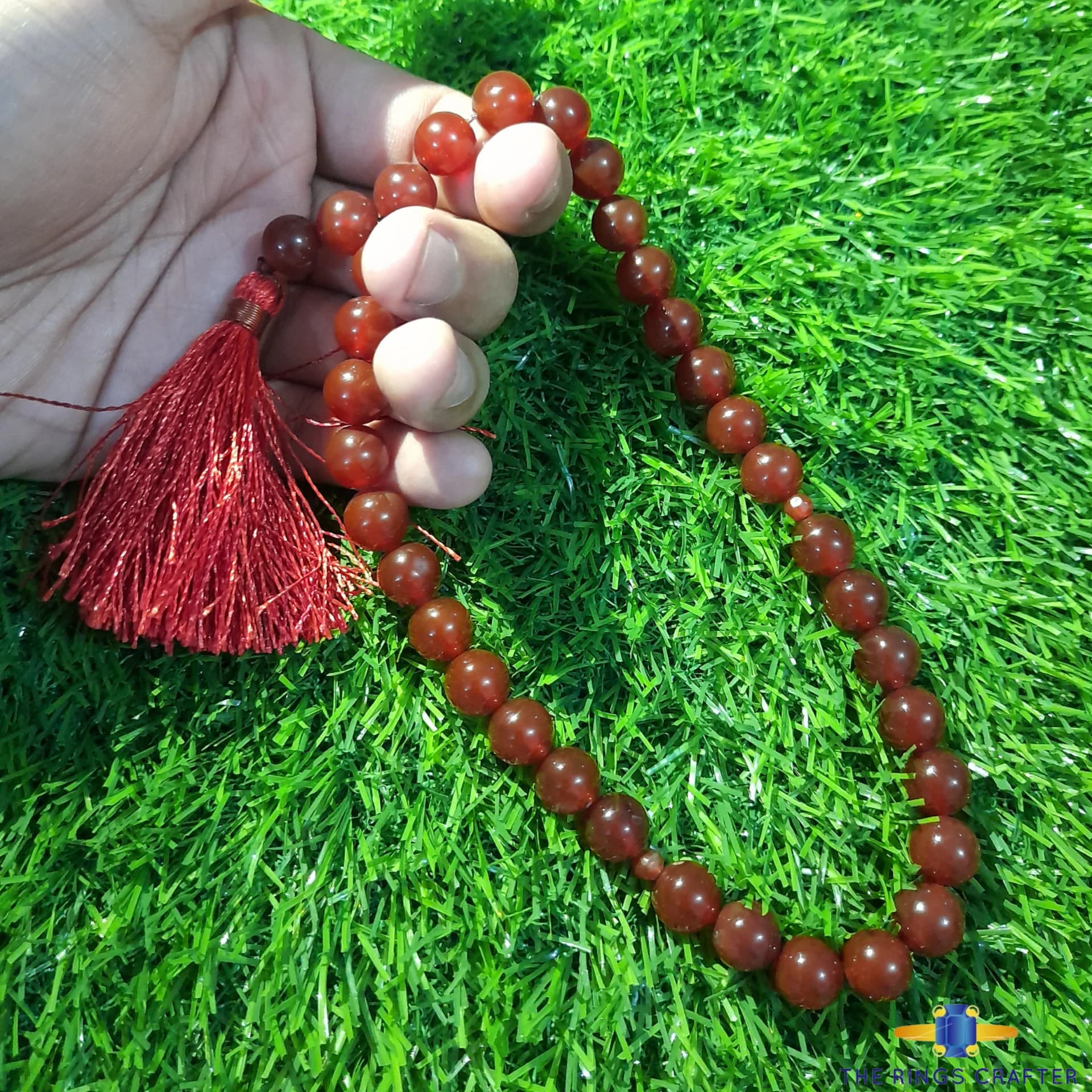Natural Red Yemen Agate Gemstone Yemeni Aqeeq Islamic Prayer 33 beads Misbaha Tasbih Vintage Muslim Rosary Beads Islamic Tasbeeh for Gift - image 5