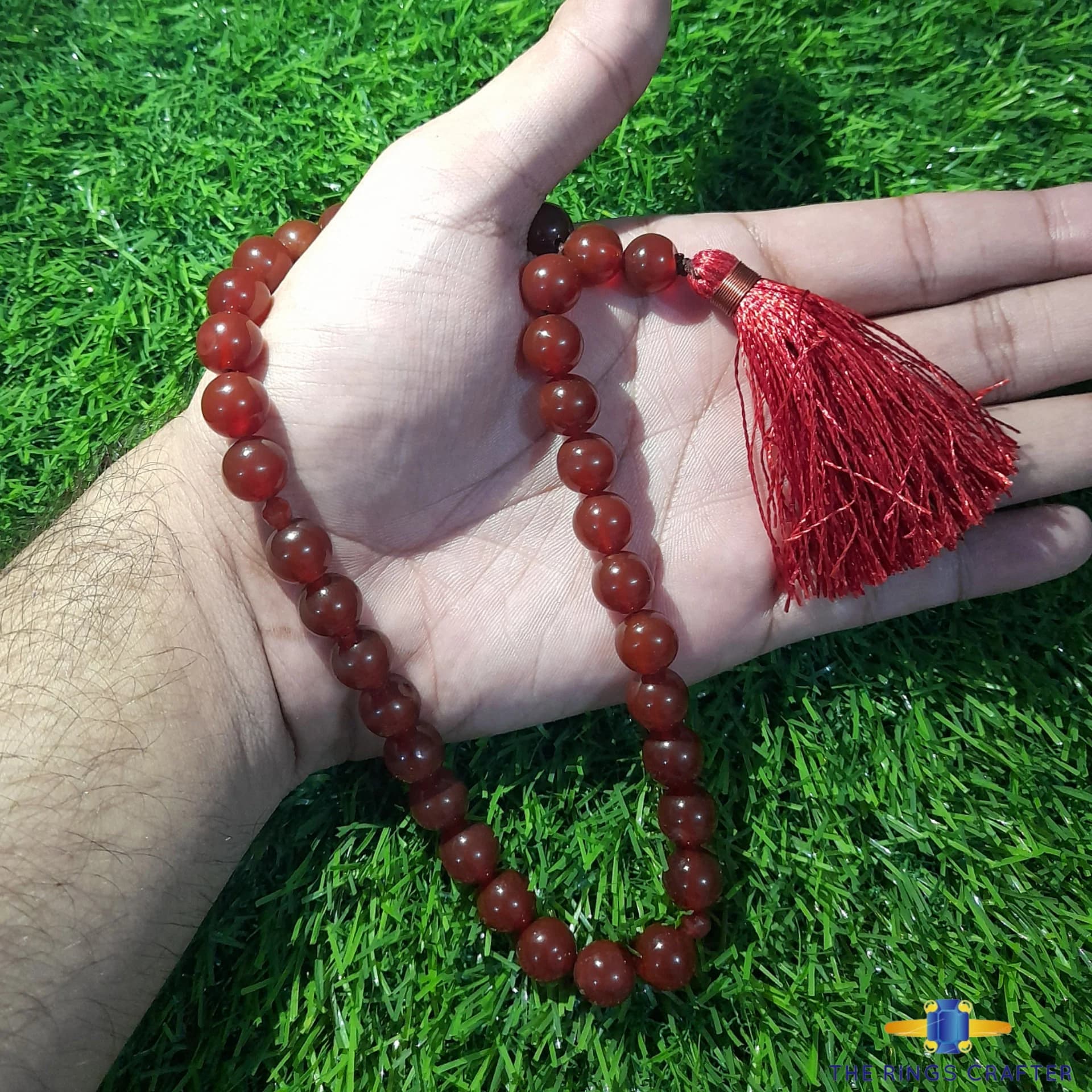 Natural Red Yemen Agate Gemstone Yemeni Aqeeq Islamic Prayer 33 beads Misbaha Tasbih Vintage Muslim Rosary Beads Islamic Tasbeeh for Gift - image 3