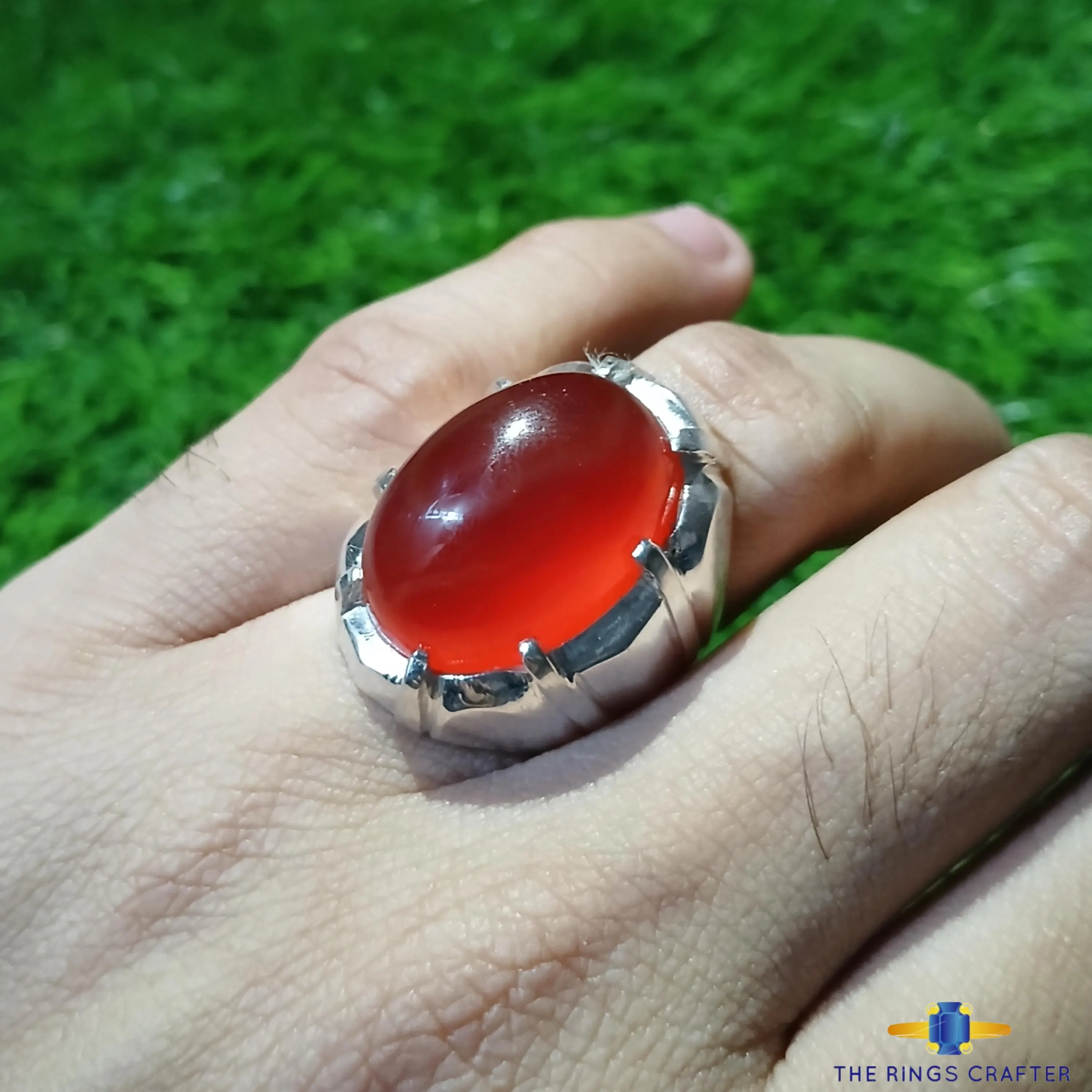 Natural Yemeni Aqeeq Ring Shifat Al Abad Carnelian Ring Red Blood Yemeni Agate Stone Ring 925 Sterling Silver Handmade Akik Ring For Gift - image 4