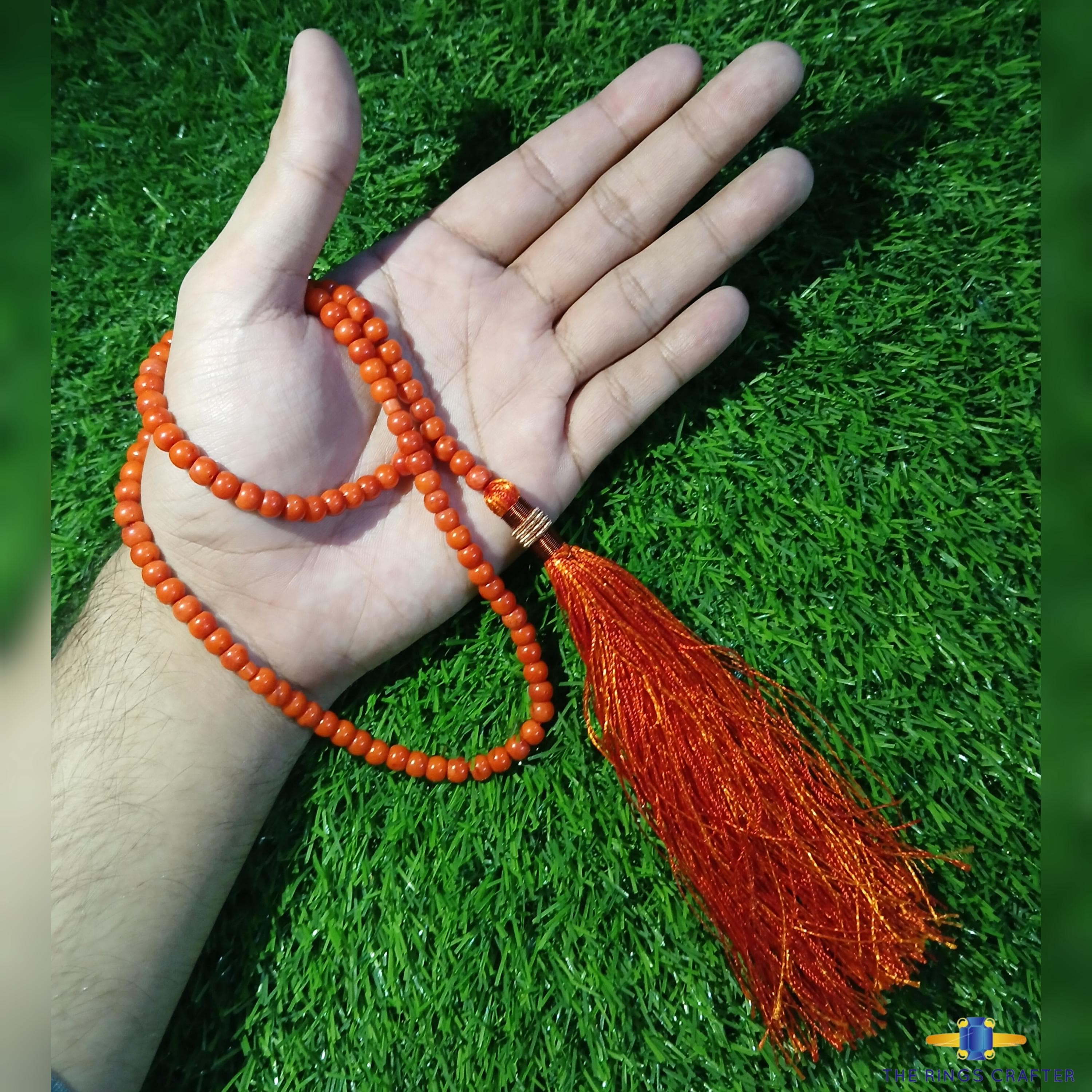 Natural Certified Marjan Tasbih Red Coral Stone Islamic Prayer 100 beads Misbaha Tasbeh Vintage Muslim Rosary Beads Islamic Tasbeeh for Gift - image 3