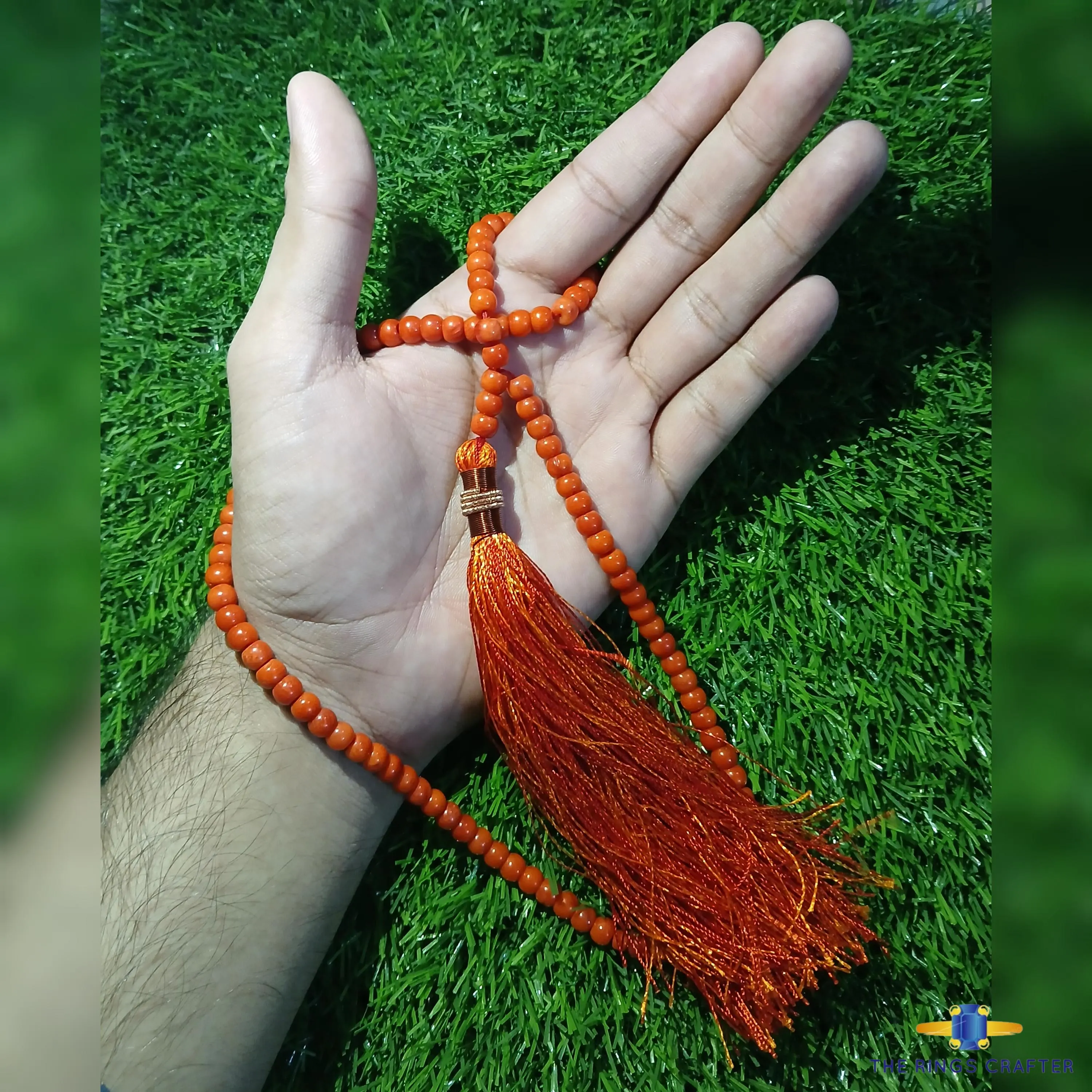 Natural Certified Marjan Tasbih Red Coral Stone Islamic Prayer 100 beads Misbaha Tasbeh Vintage Muslim Rosary Beads Islamic Tasbeeh for Gift - image 4