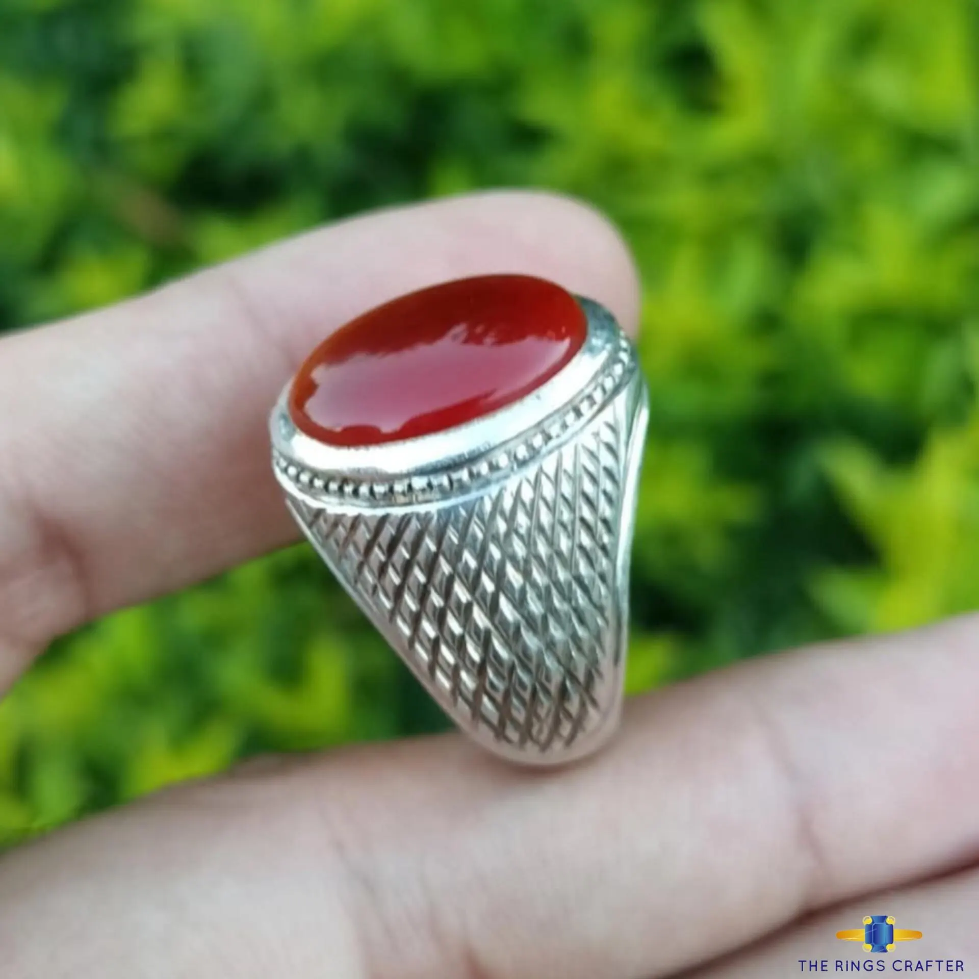 Natural Red Blood Yemen Agate Gemstone Ring Dark Red Carnelian Agate 925 Sterling Silver Handmade Rare Red Yemeni Aqeeq Men Ring For Gift - image 4