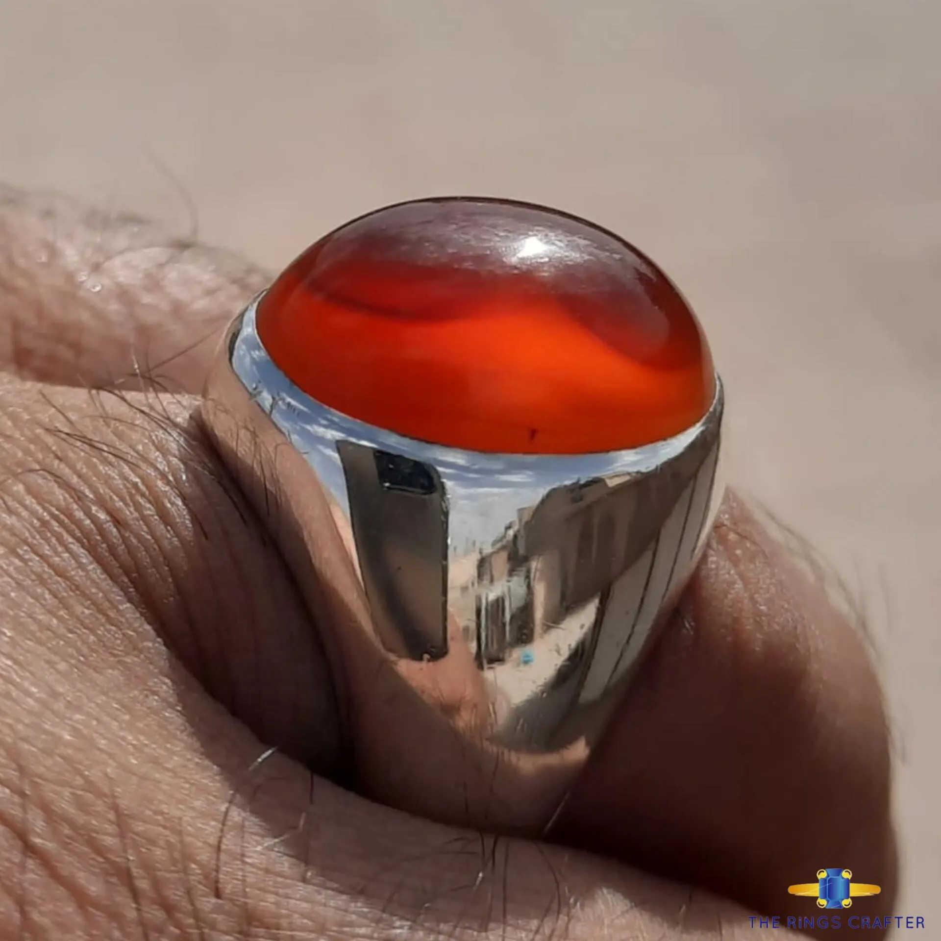 Natural Red Blood Yemeni Agate Stone Ring Rare Red Akik 925 Sterling Silver Handmade Cabochon Yemeni Aqeeq Ring for Men Anniversary Gift - image 5